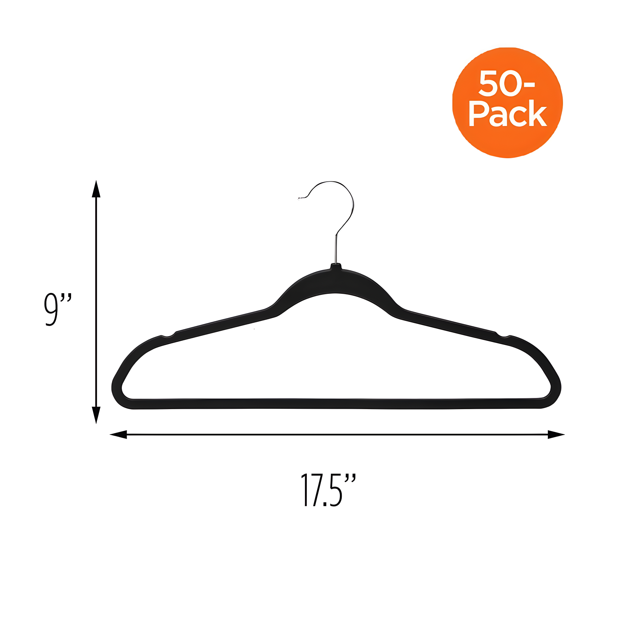 Honey-Can-Do Non-Slip Plastic Rubberized Suit Clothes Hangers, Black,  50-Pack