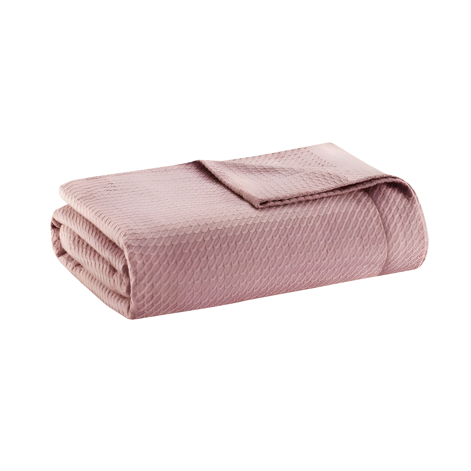 Madison Park King Textured Cotton Blanket Rose: Waffle Weave, Machine Washable, No Fill, OEKO-TEX Certified