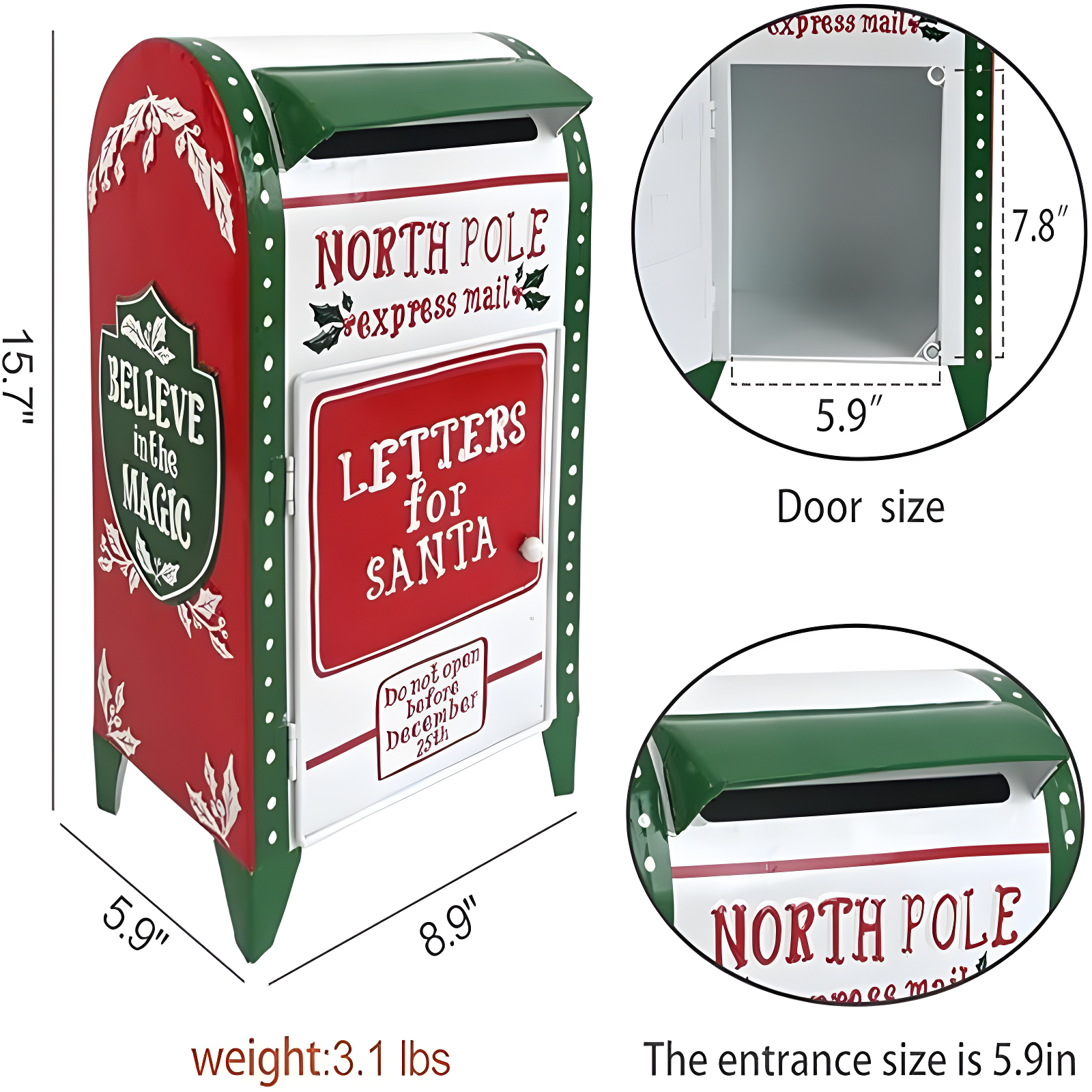 Letters To Santa Mailbox North Pole Post Vintage Mailbox Mailbox Letters Decoration Boxes Christmas Farmhouse Decor