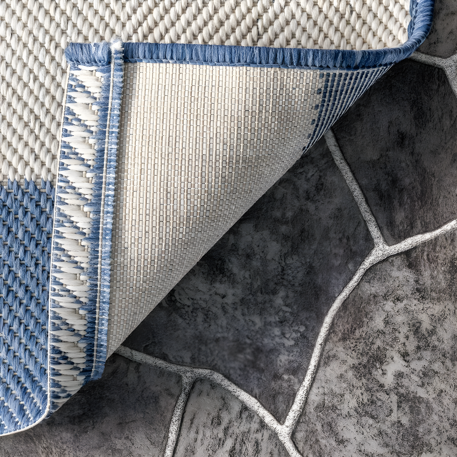 Nuloom Alexis Striped 5x8 Indoor/Outdoor Area Rug for Living Room Patio Deck Front Porch Kitchen, Blue/Ivory