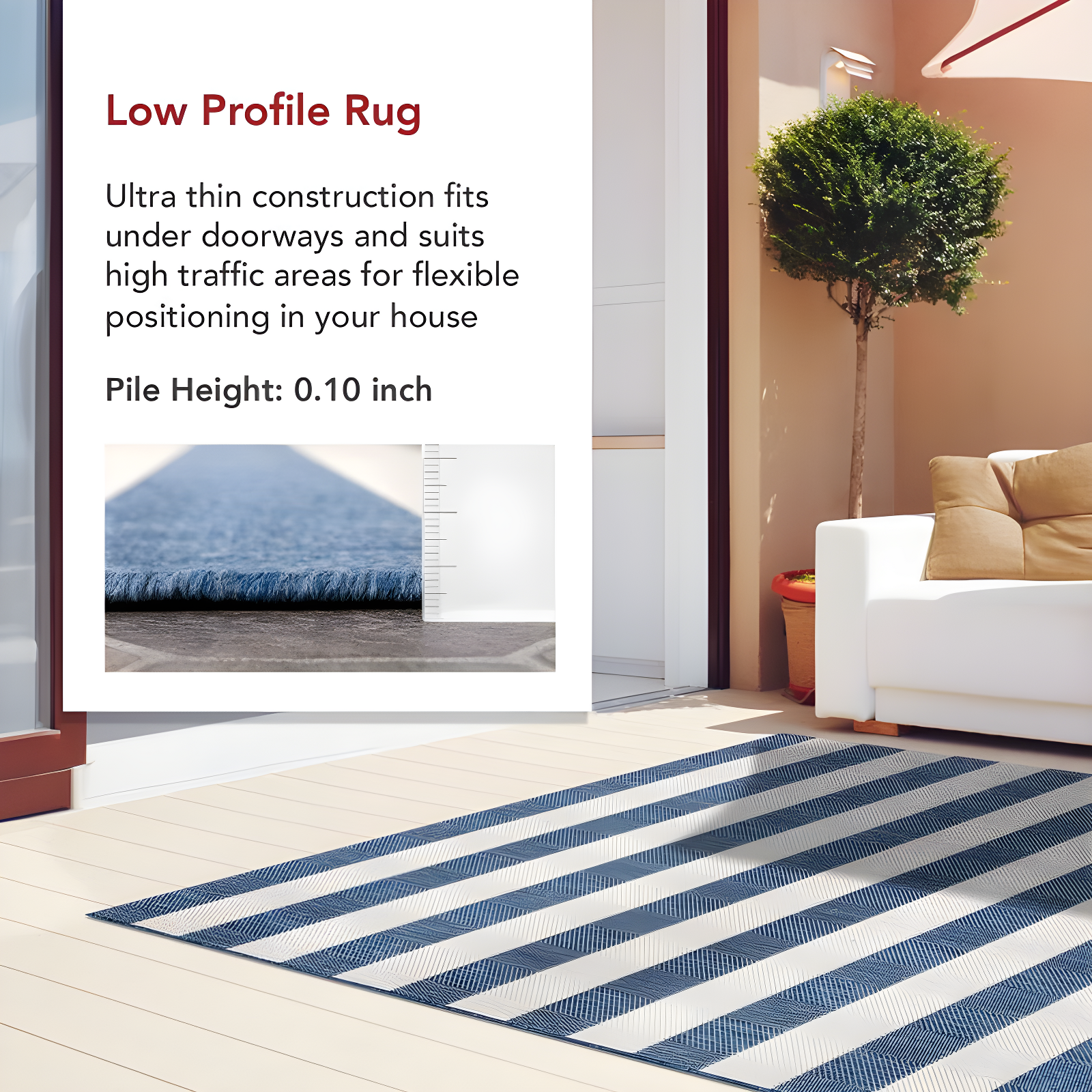 Nuloom Alexis Striped 5x8 Indoor/Outdoor Area Rug for Living Room Patio Deck Front Porch Kitchen, Blue/Ivory