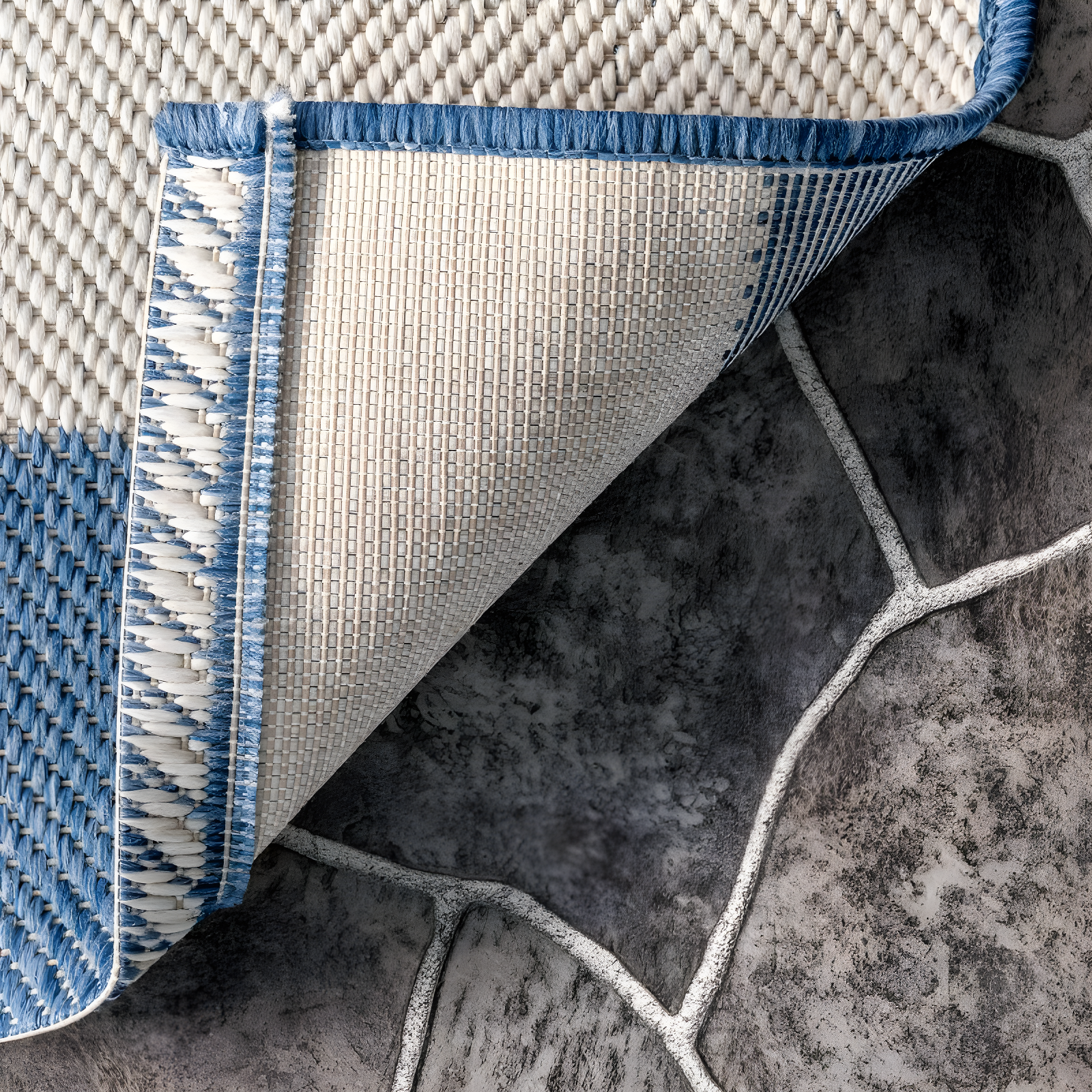Nuloom Alexis Striped 5x8 Indoor/Outdoor Area Rug for Living Room Patio Deck Front Porch Kitchen, Blue/Ivory