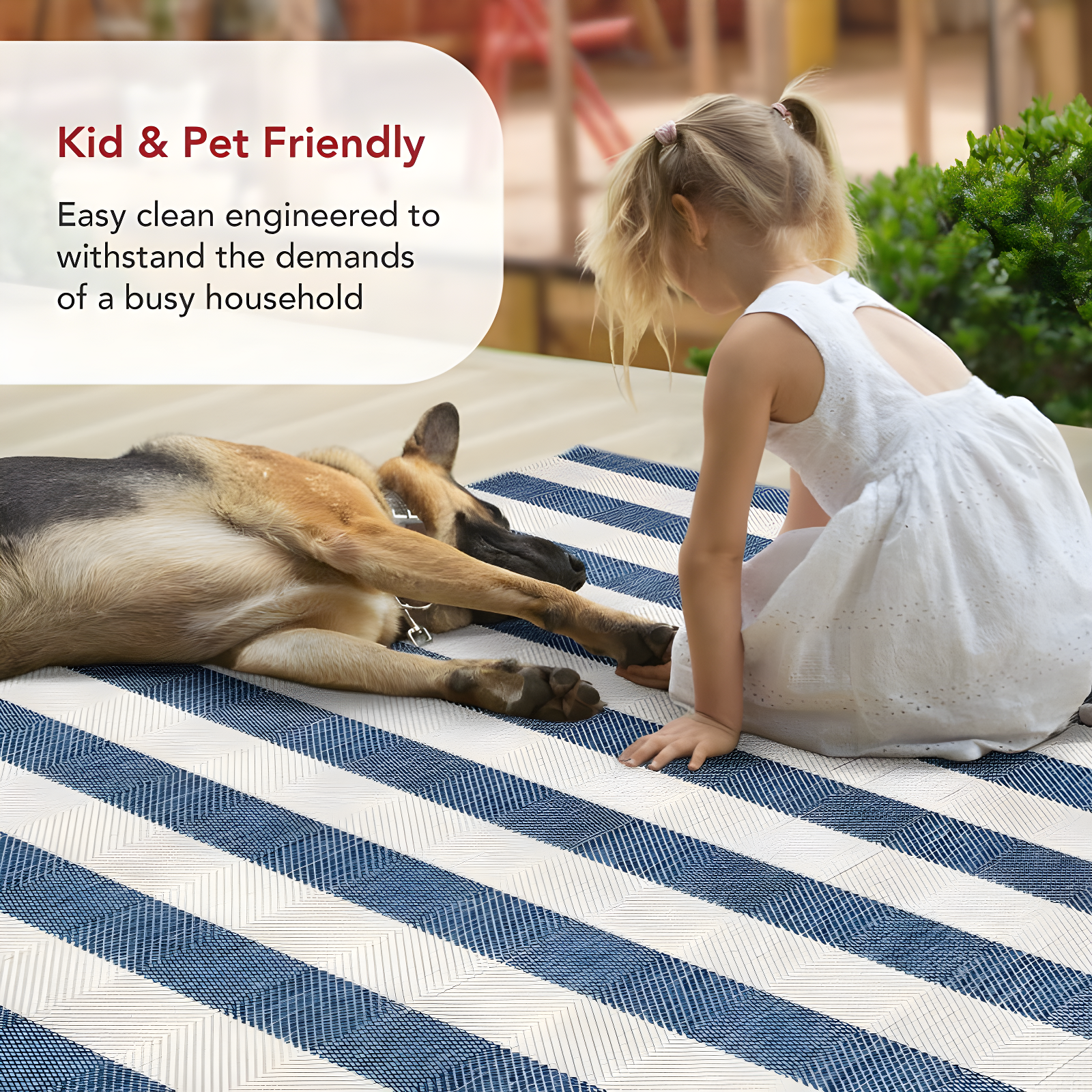 Nuloom Alexis Striped 5x8 Indoor/Outdoor Area Rug for Living Room Patio Deck Front Porch Kitchen, Blue/Ivory