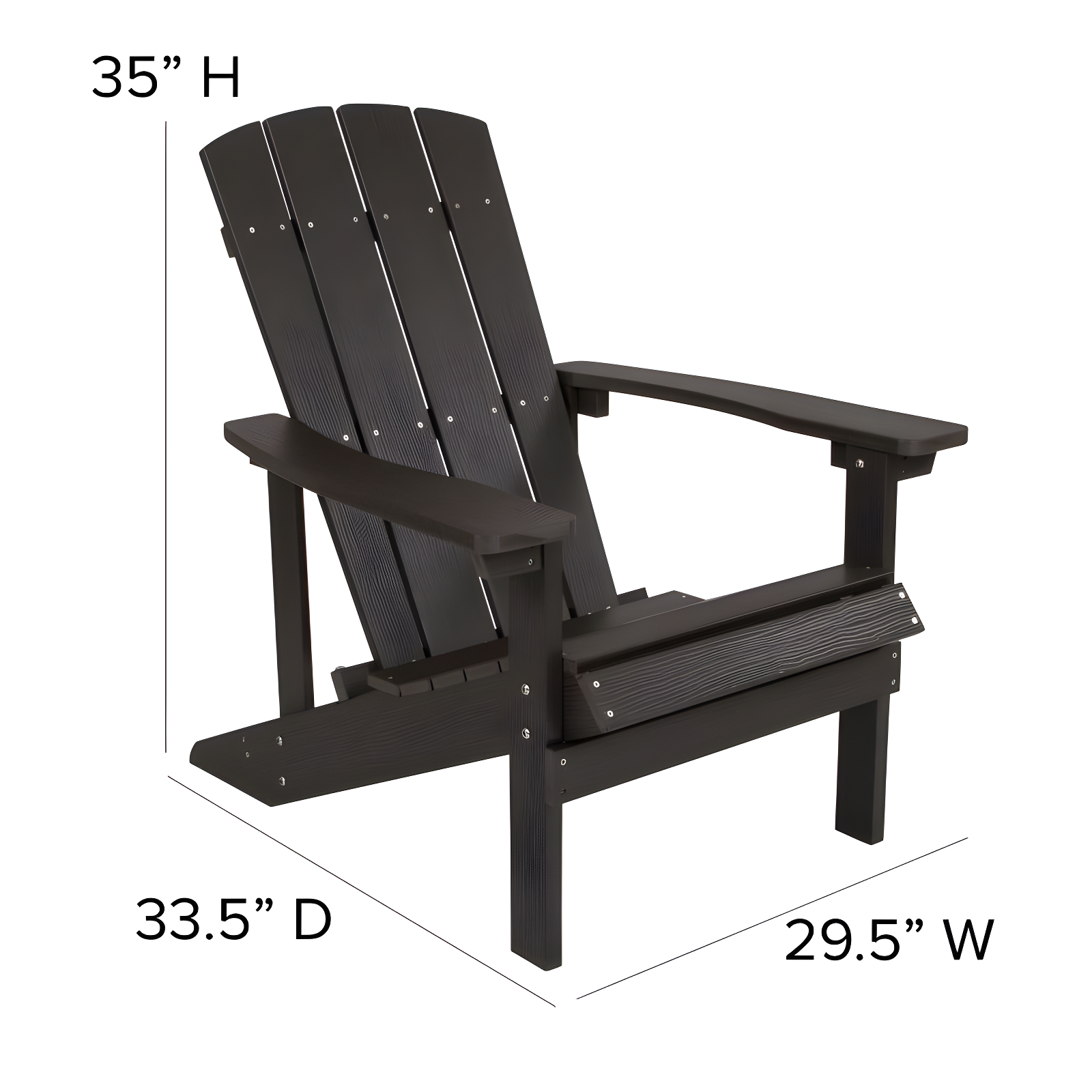 Flash Furniture Charlestown All-Weather Poly Resin Wood Adirondack Chair in Slate Gray