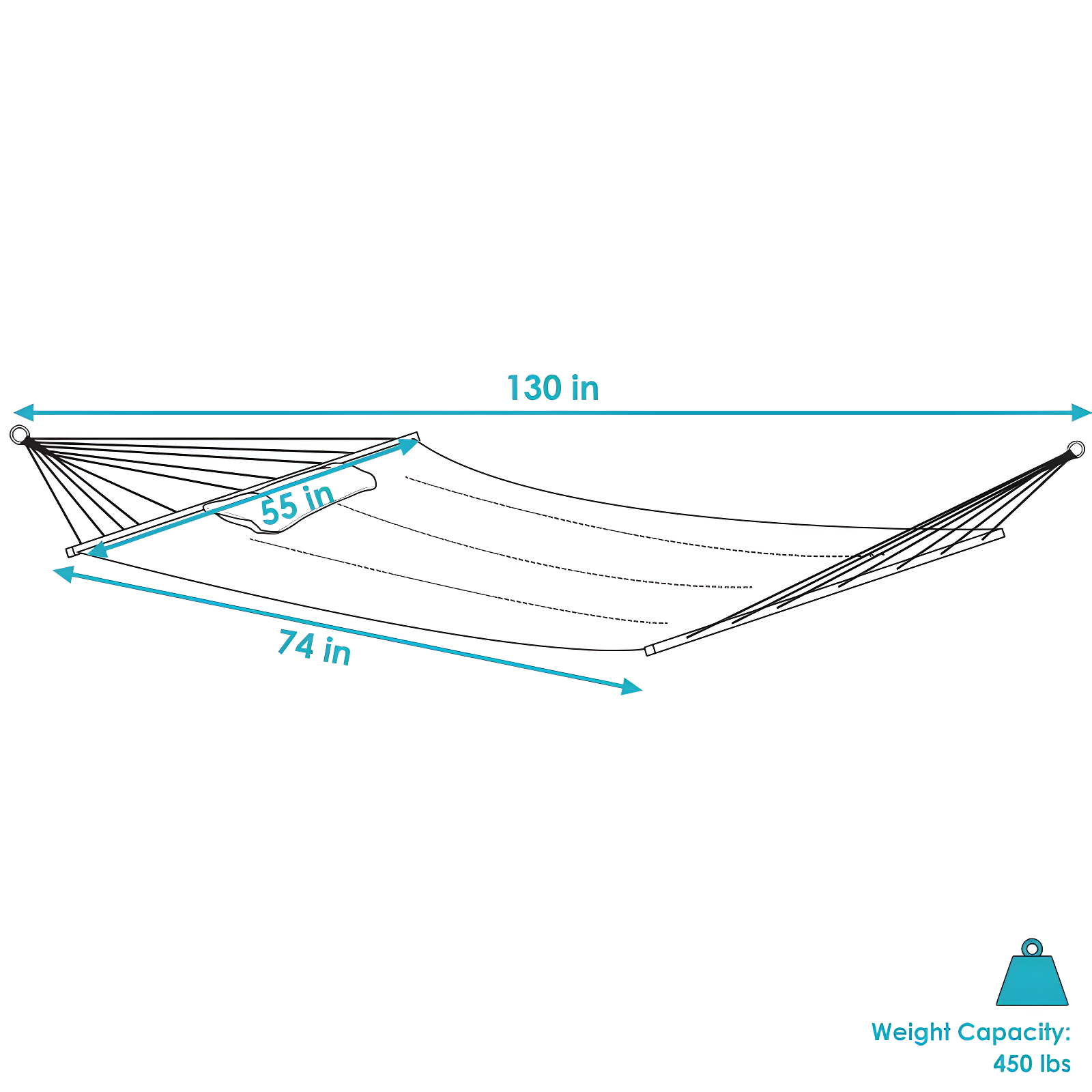 2-Person Quilted Polyester Spreader Bar Hammock