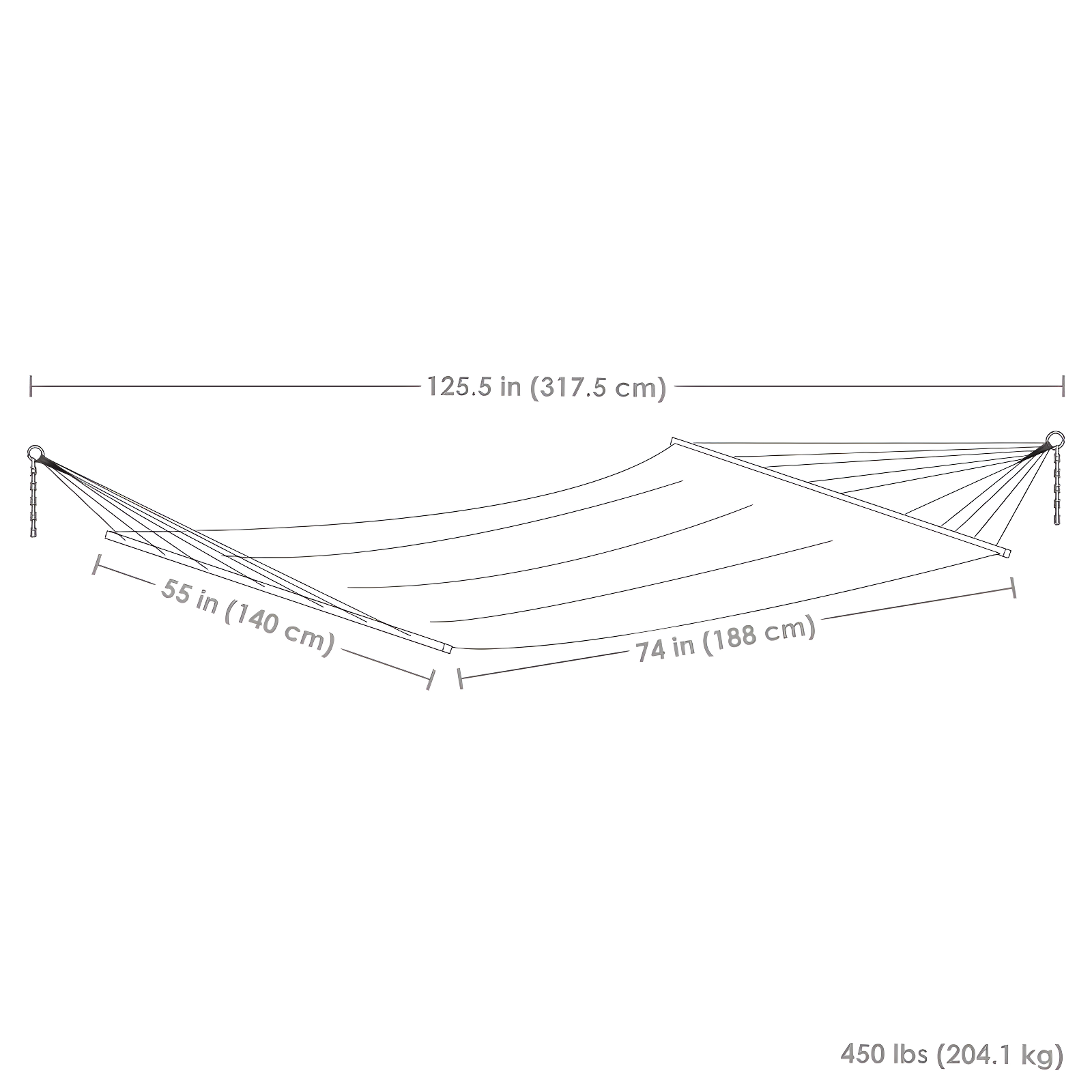 2-Person Quilted Polyester Spreader Bar Hammock