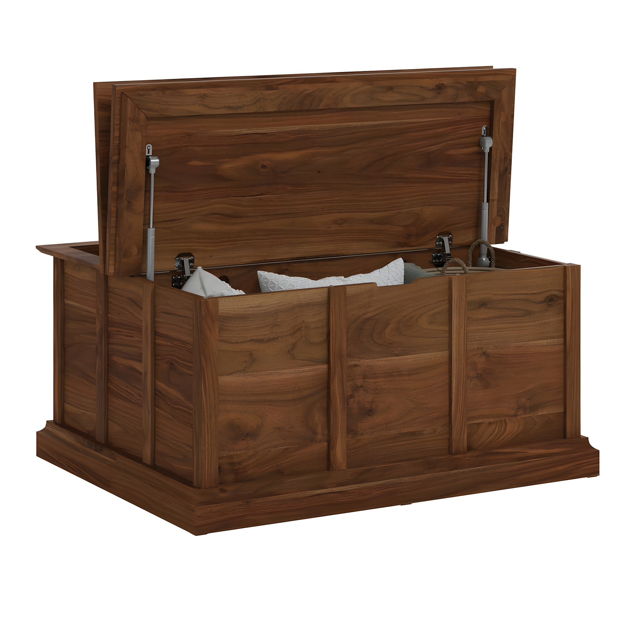 Sauder Cottage Road Storage Coffee Table Grand Walnut: Laminated Finish, Metal Frame, Lid Stay Technology, CARB Certified, MDF