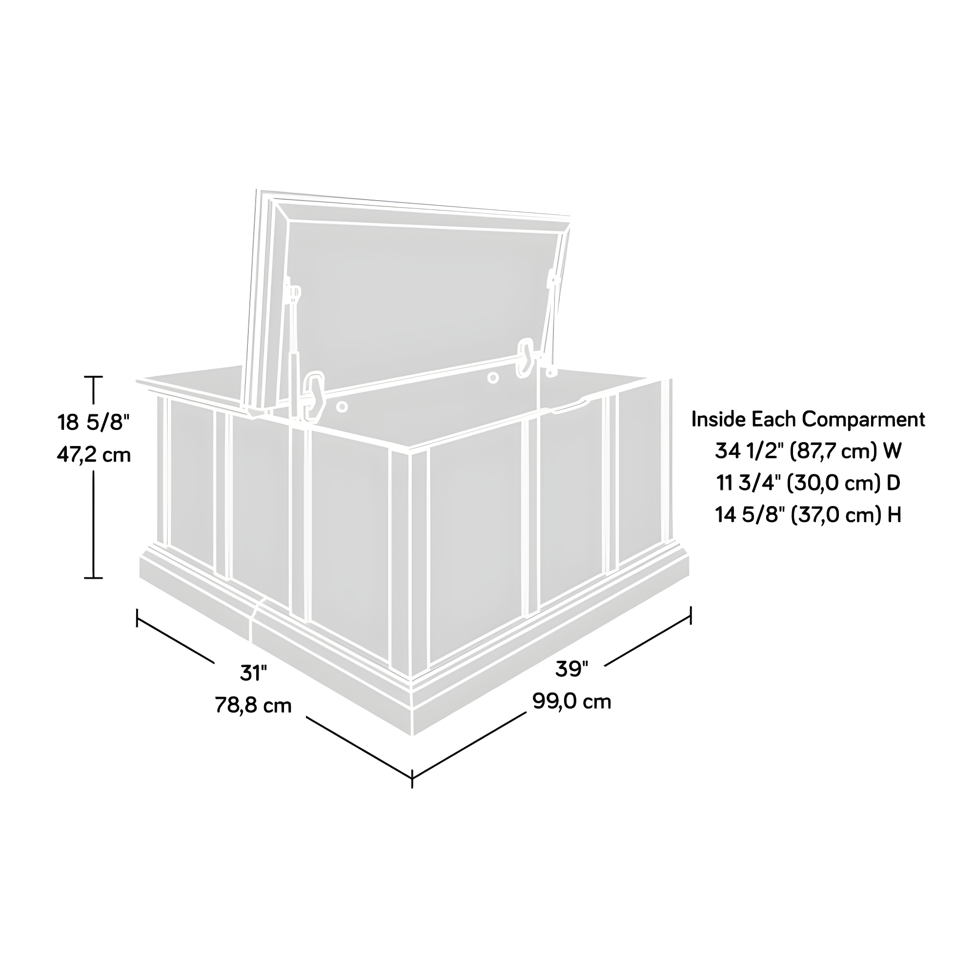 Sauder Cottage Road Storage Coffee Table Grand Walnut: Laminated Finish, Metal Frame, Lid Stay Technology, CARB Certified, MDF