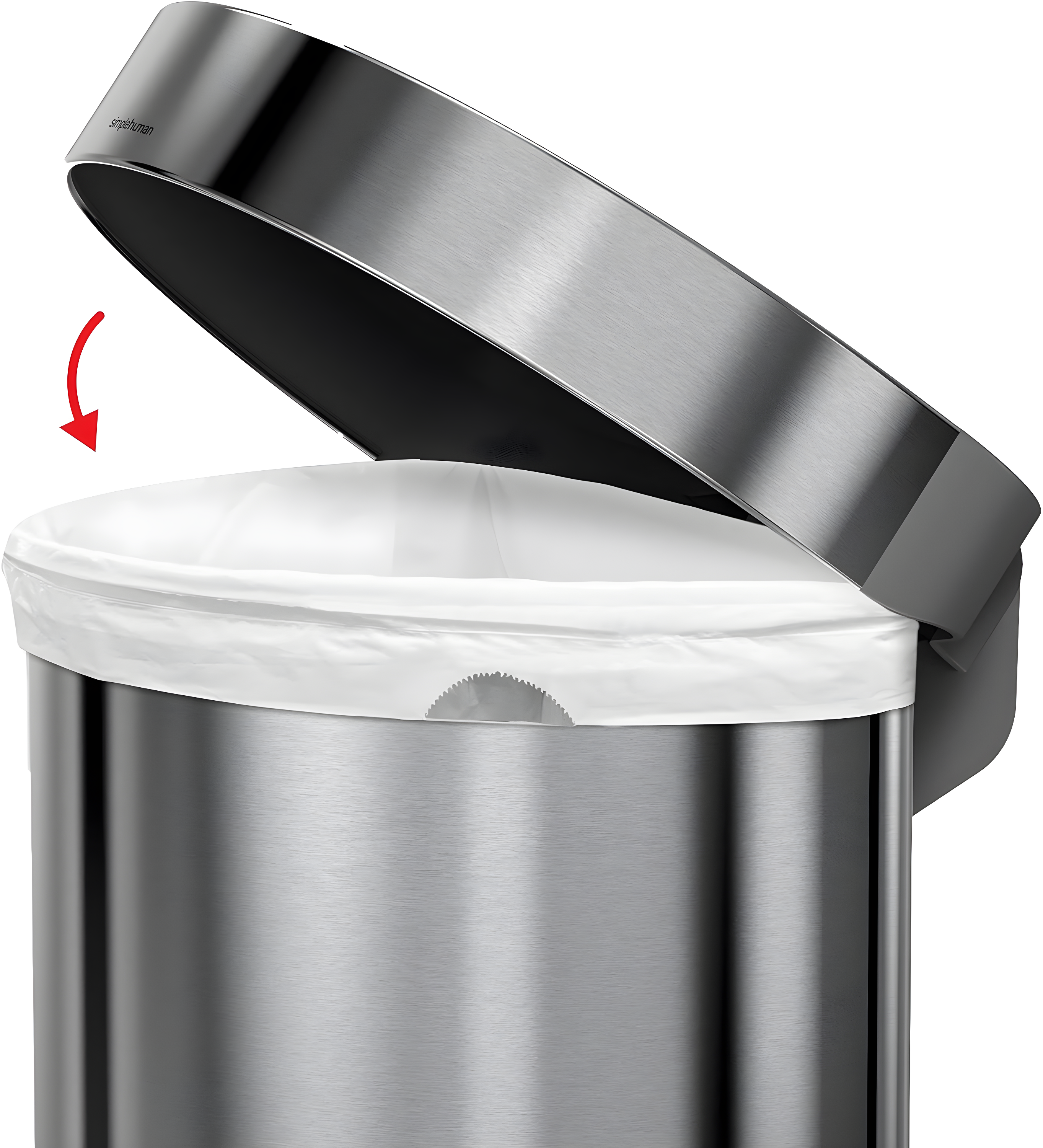 simplehuman Semi-Round Hands-Free Kitchen Step Trash Can with Soft-Close Lid
