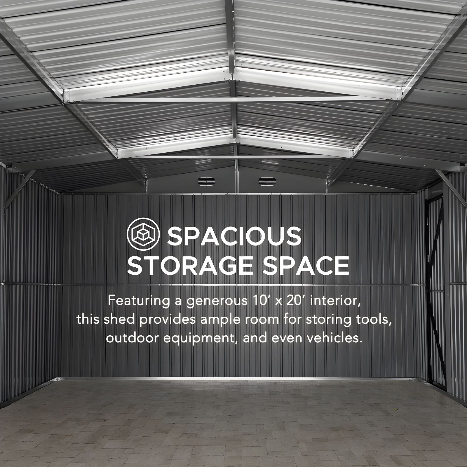 Sunjoy Sunjoy Outdoor Storage Shed 13 x 20 ft. Carport, Patio Metal Utility Large Storage Shed Garage with 2 Doors and 4 Vents, for Car, Truck, Bike, Garbage Can, Tool, Lawnmower