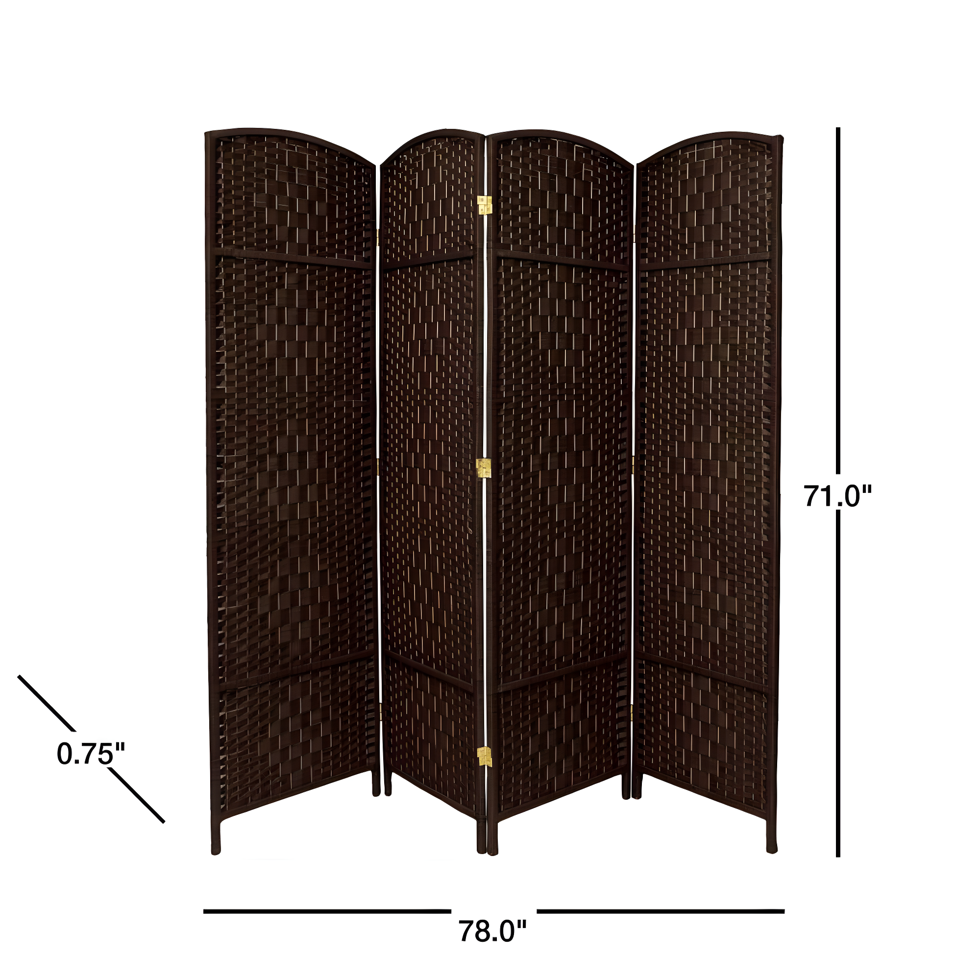 Oriental Furniture 6 ft. Tall Diamond Weave Room Divider - Dark Mocha - 4 Panel