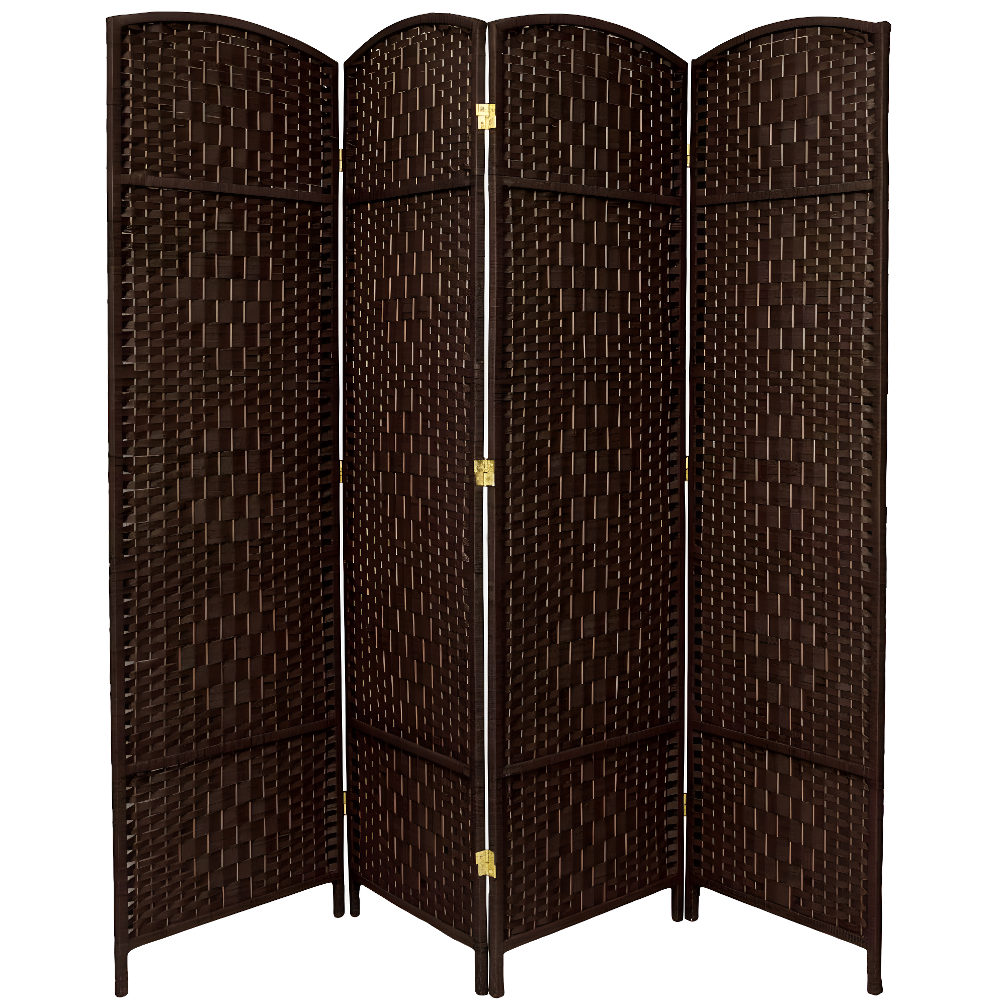 Oriental Furniture 6 ft. Tall Diamond Weave Room Divider - Dark Mocha - 4 Panel