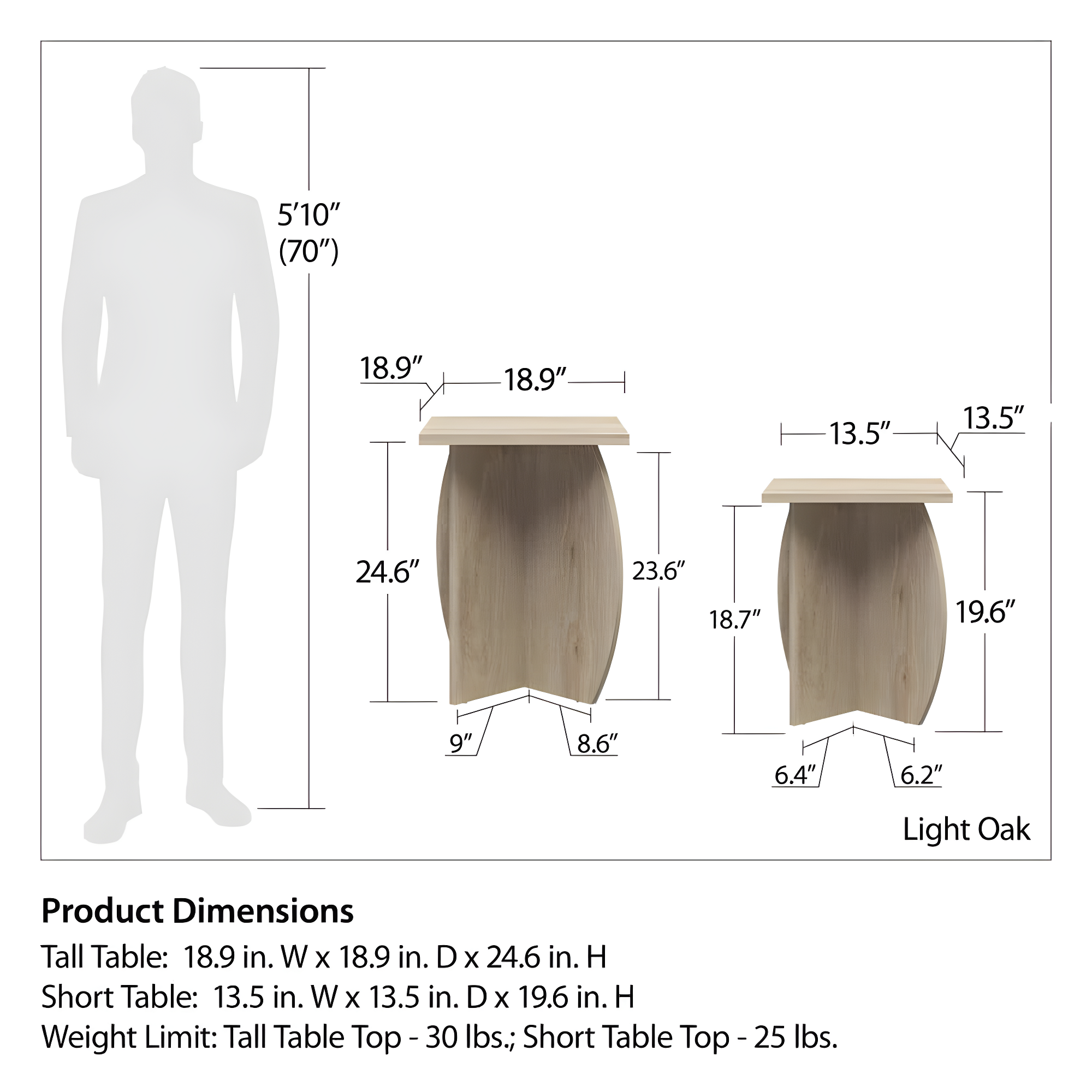 Novogratz Voler Pedestal Nesting Tables