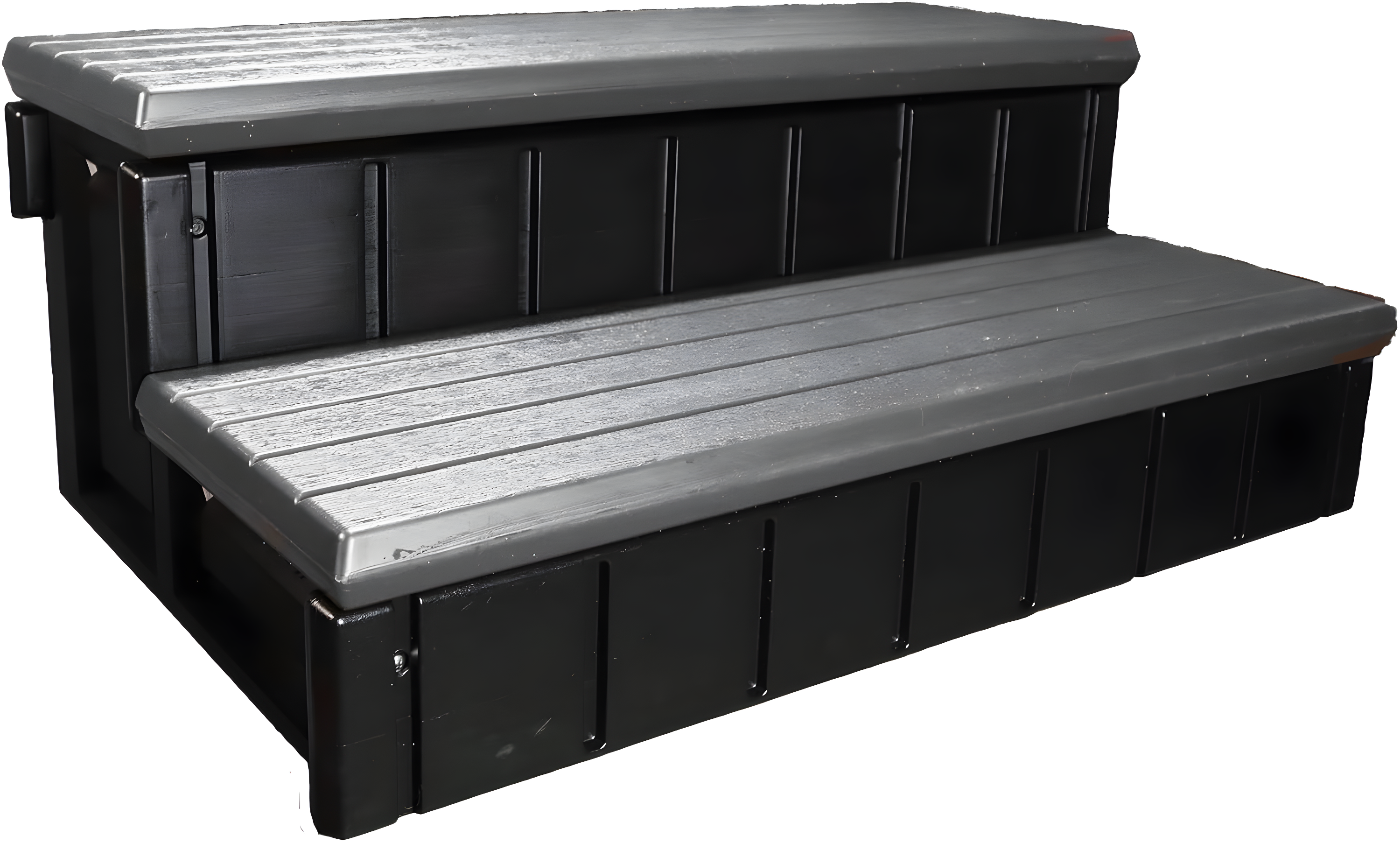 Confer Plastics Leisure Accents Durable Multi-Functional Outdoor Spa and Hot Tub Storage Step with Removable Compartment, Deep Gray