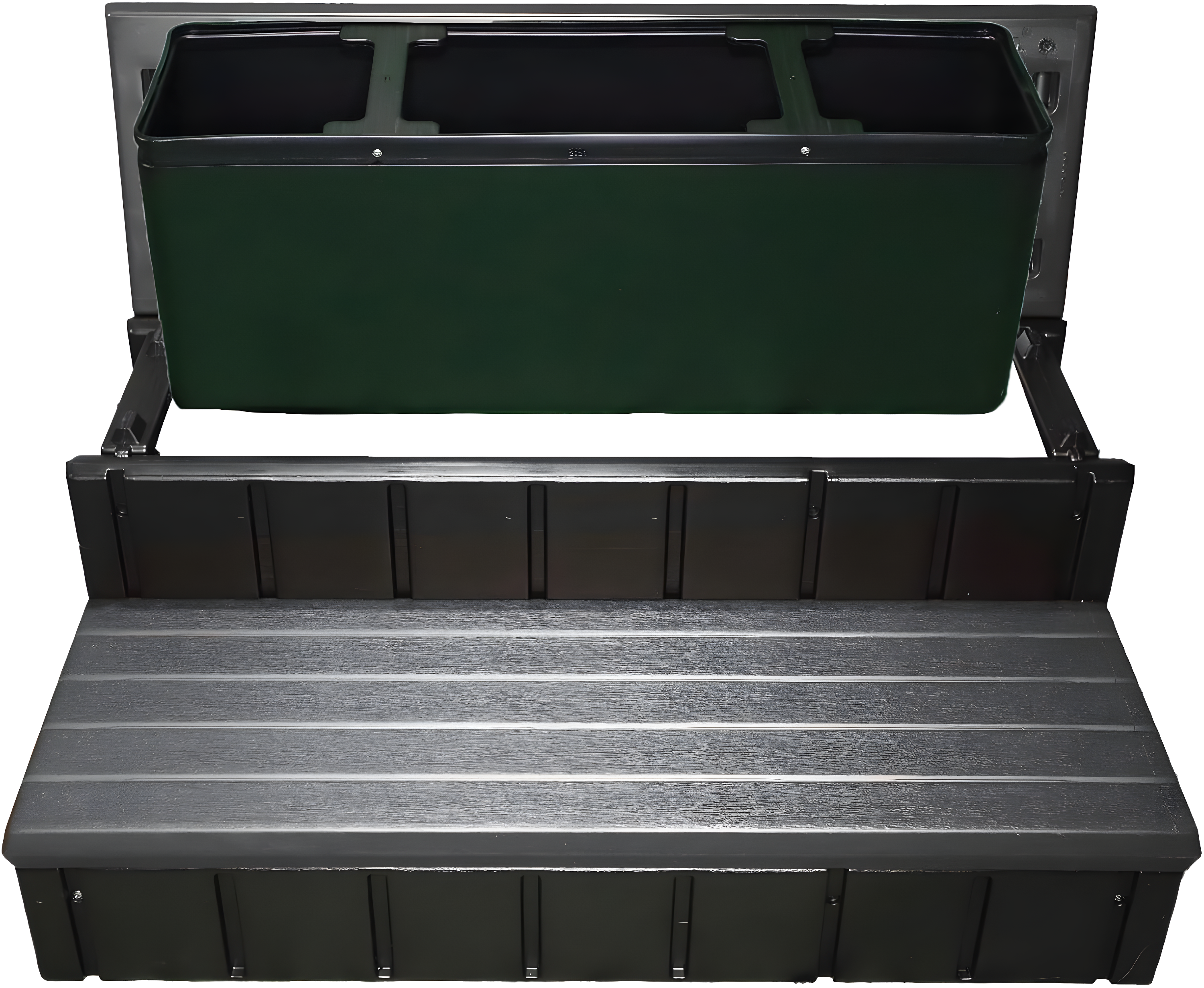 Confer Plastics Leisure Accents Durable Multi-Functional Outdoor Spa and Hot Tub Storage Step with Removable Compartment, Deep Gray