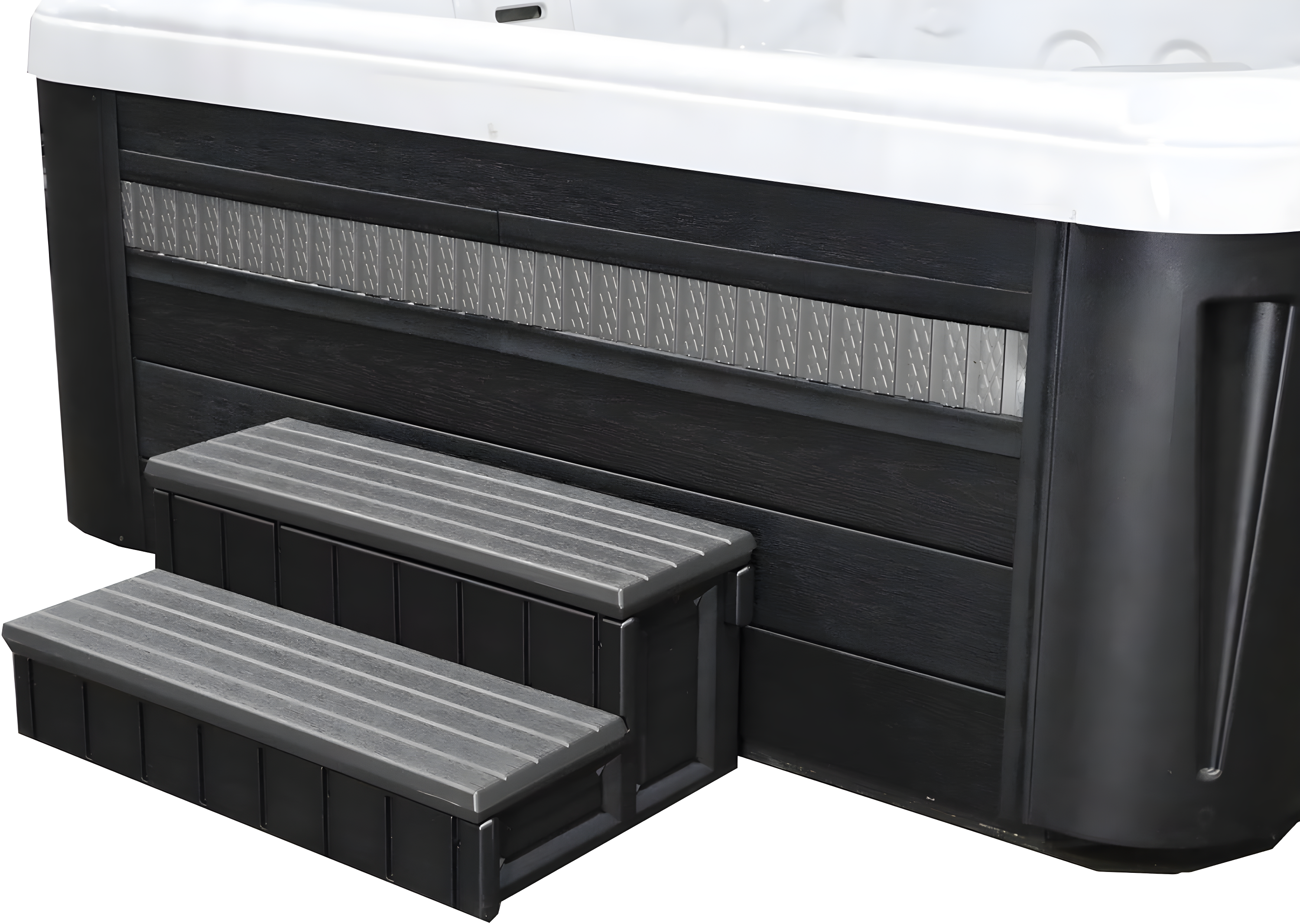 Confer Plastics Leisure Accents Durable Multi-Functional Outdoor Spa and Hot Tub Storage Step with Removable Compartment, Deep Gray