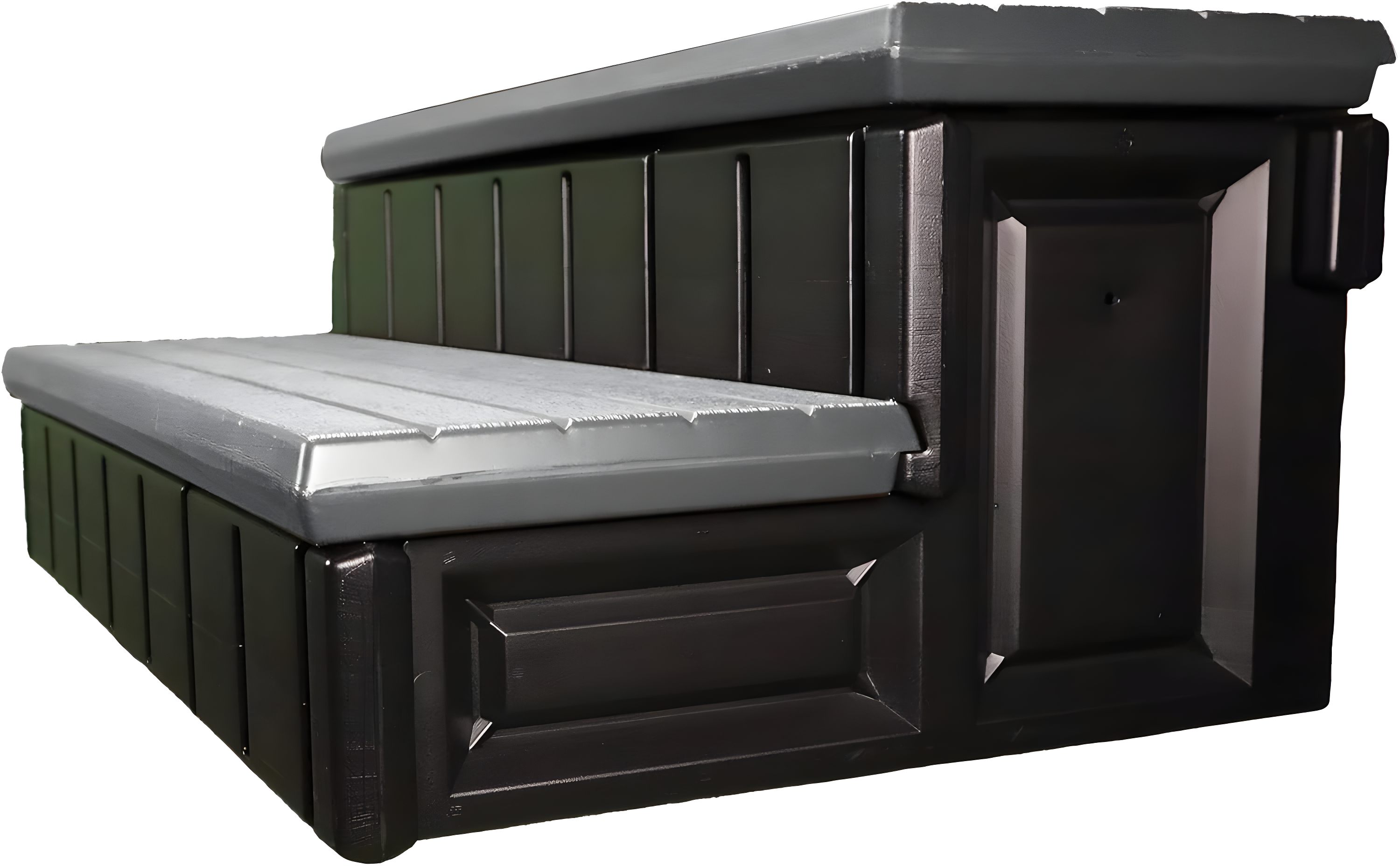 Confer Plastics Leisure Accents Durable Multi-Functional Outdoor Spa and Hot Tub Storage Step with Removable Compartment, Deep Gray