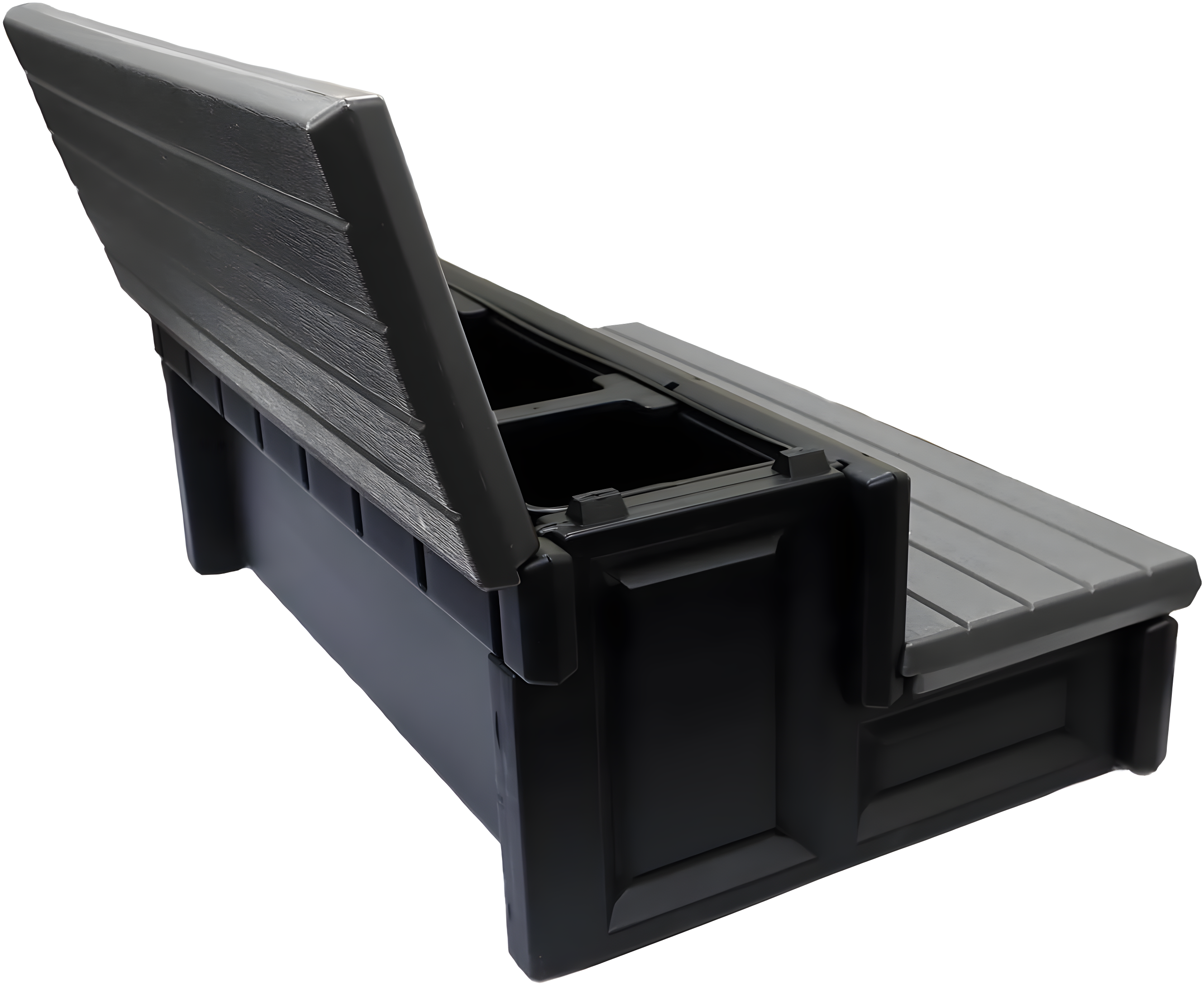 Confer Plastics Leisure Accents Durable Multi-Functional Outdoor Spa and Hot Tub Storage Step with Removable Compartment, Deep Gray
