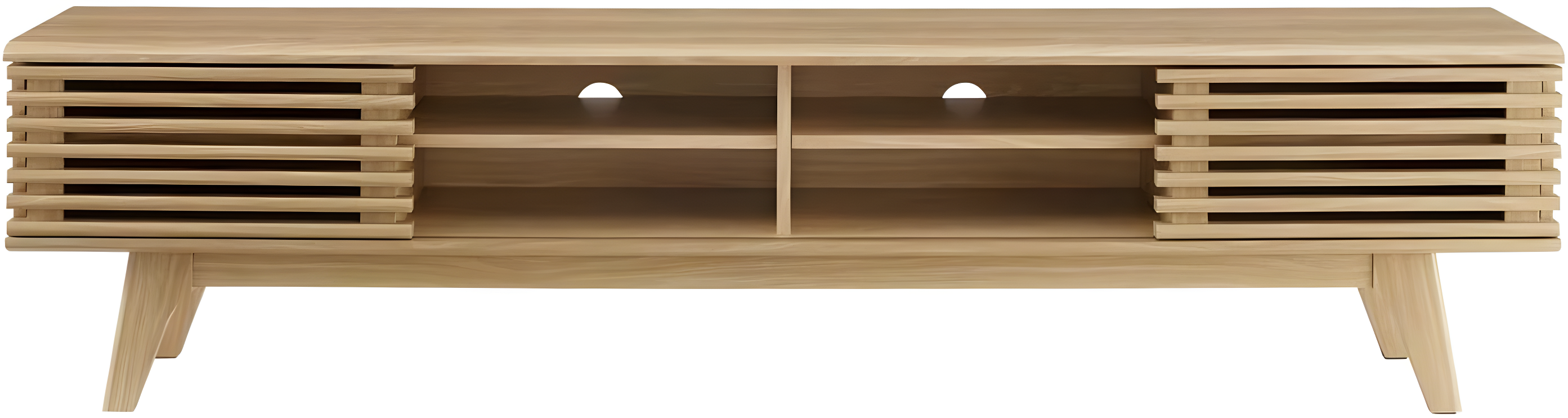 Modway Render 70"W Modern Wood TV Stand for TVs up to 78" in Oak
