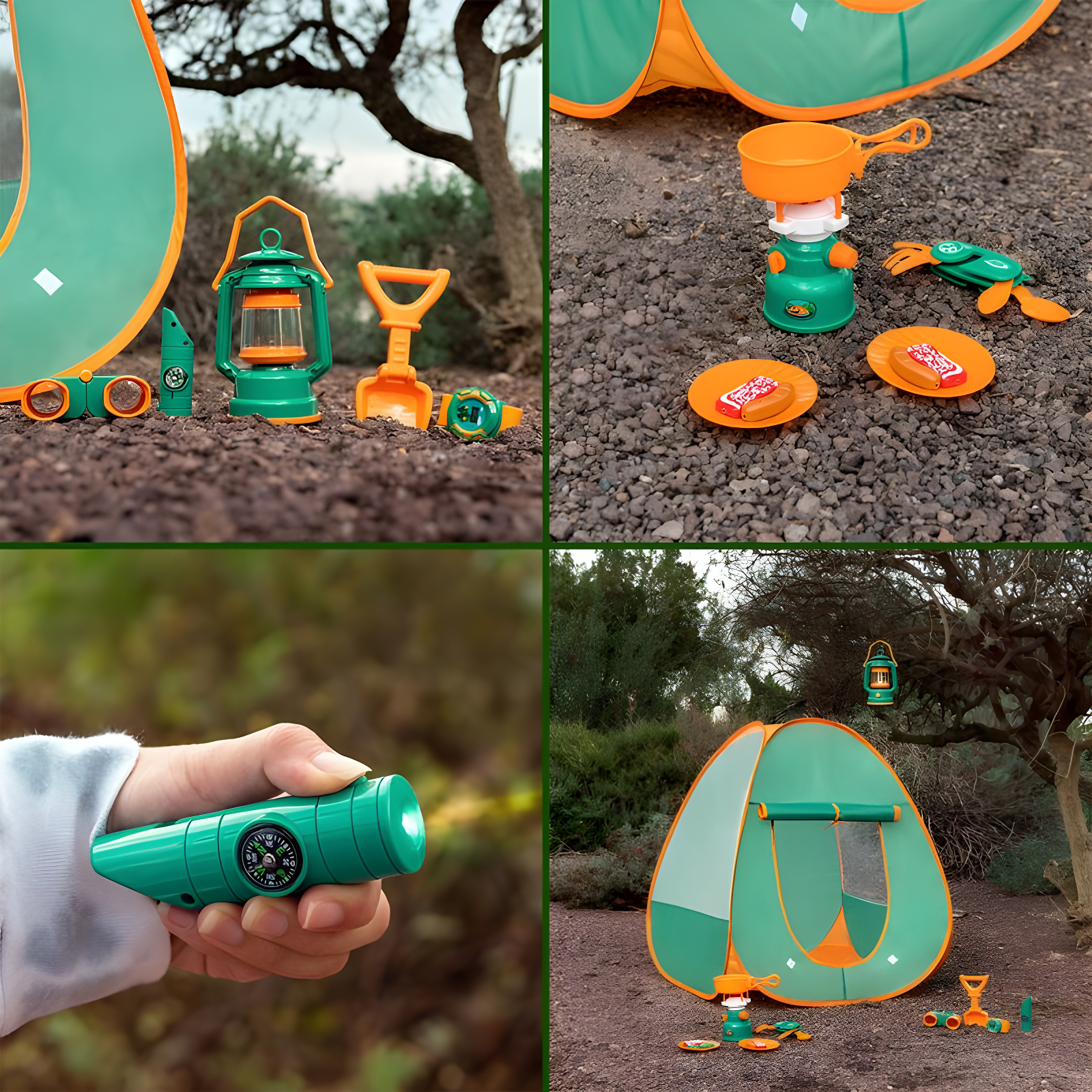 Fun Little Toys Camping Tent with Tools and Food, 18 pcs