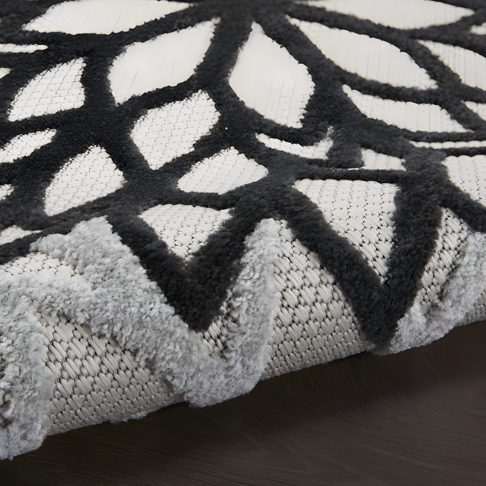 Nourison Aloha Floral Bloom Flatweave High-Low Indoor Outdoor Area Rug Black White 6' x 9'