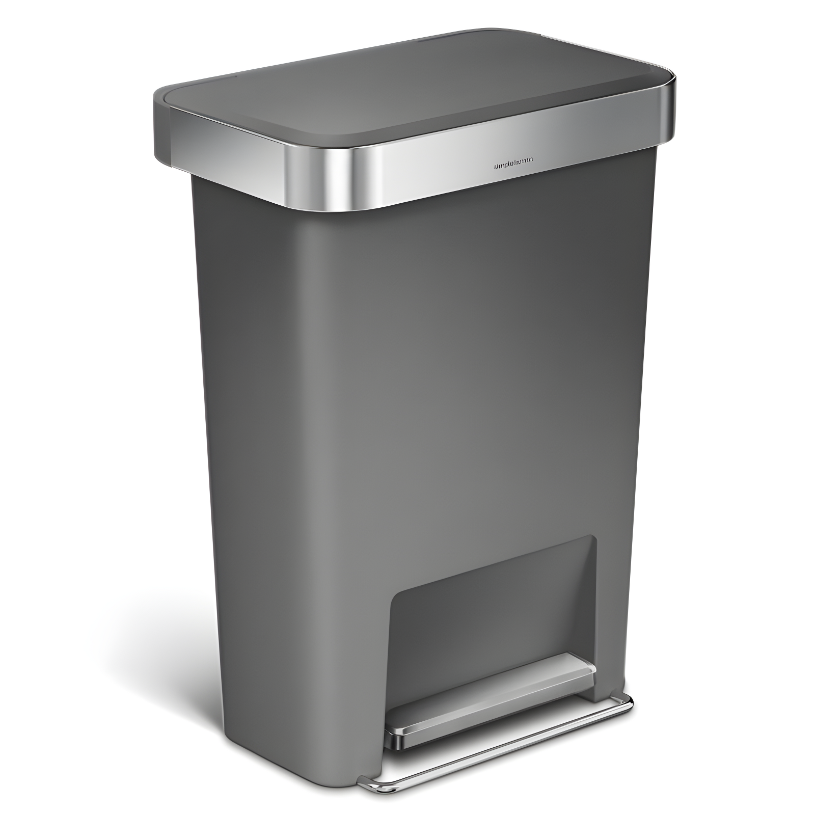 Simplehuman 45 Liter Rectangular Kitchen Trash Can with Liner Pocket, Grey Plastic