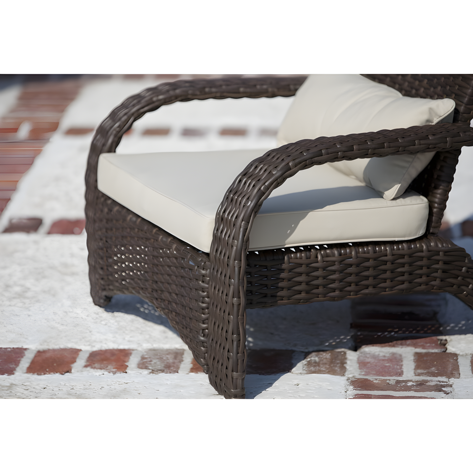 PatioSense Patio Sense Coconino Wicker Lounge Chair, Adirondack Style Includes 3" Thick Beige Cushion & Lumbar Pillow