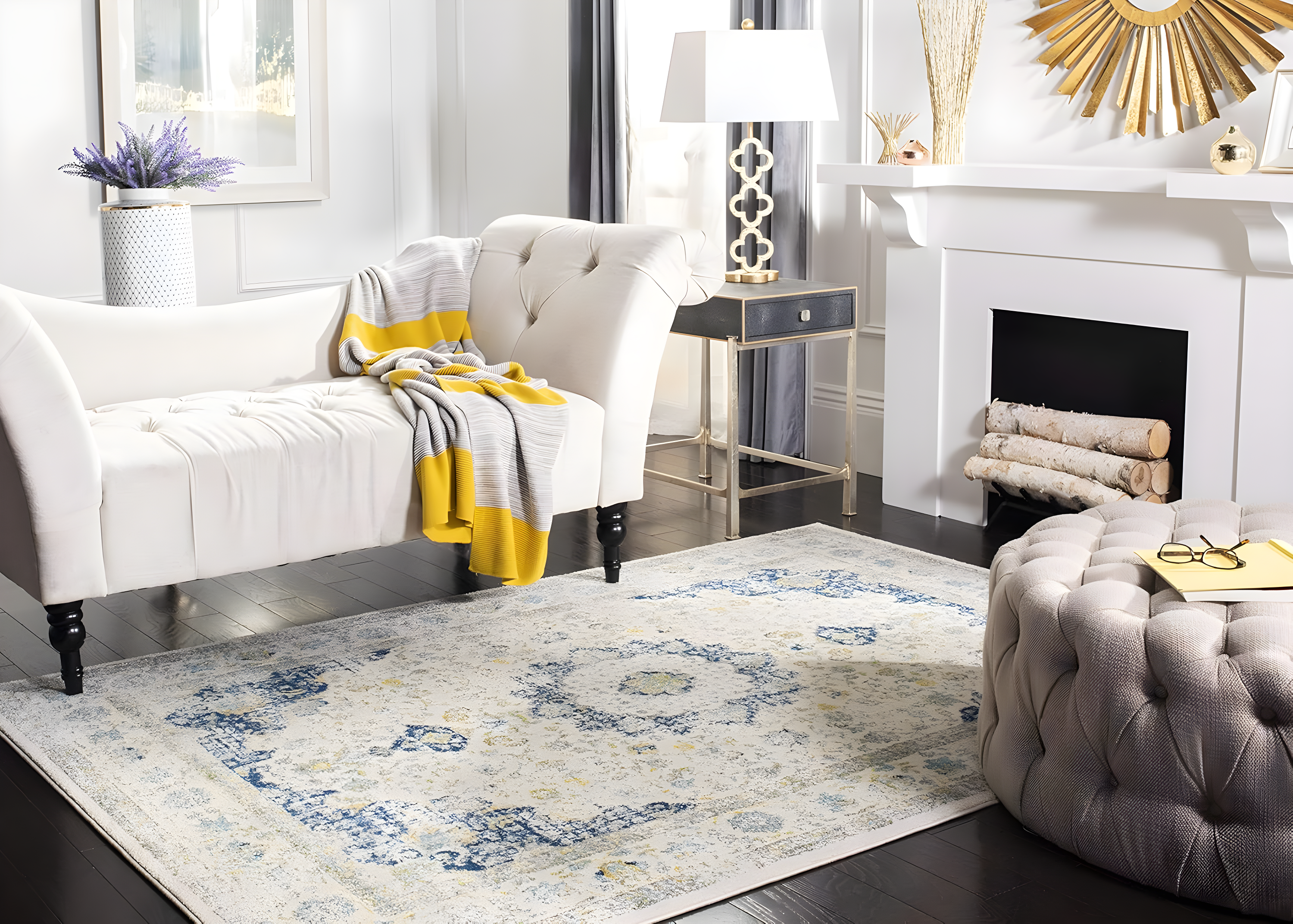 Evoke EVK220 Power Loomed Area Rug - Ivory/Blue - 8'9"x11'9" - Safavieh.