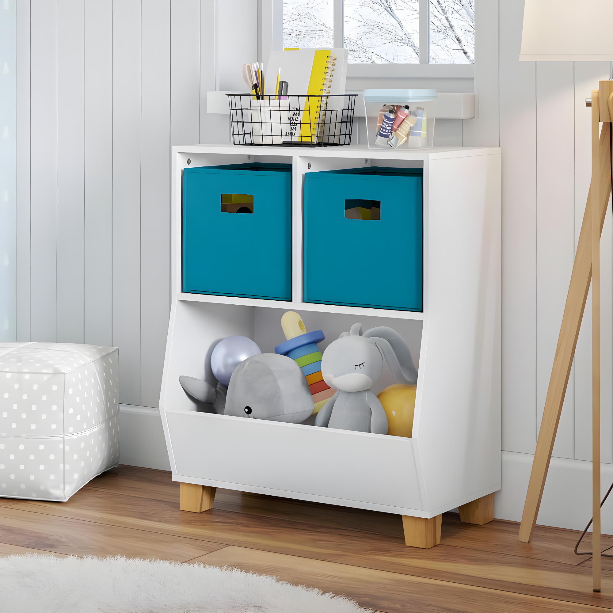 RiverRidge Home RiverRidge Kids Catch-All 24in Toy Storage Organizer with 2 Cubbies and 2 Storage Compartments