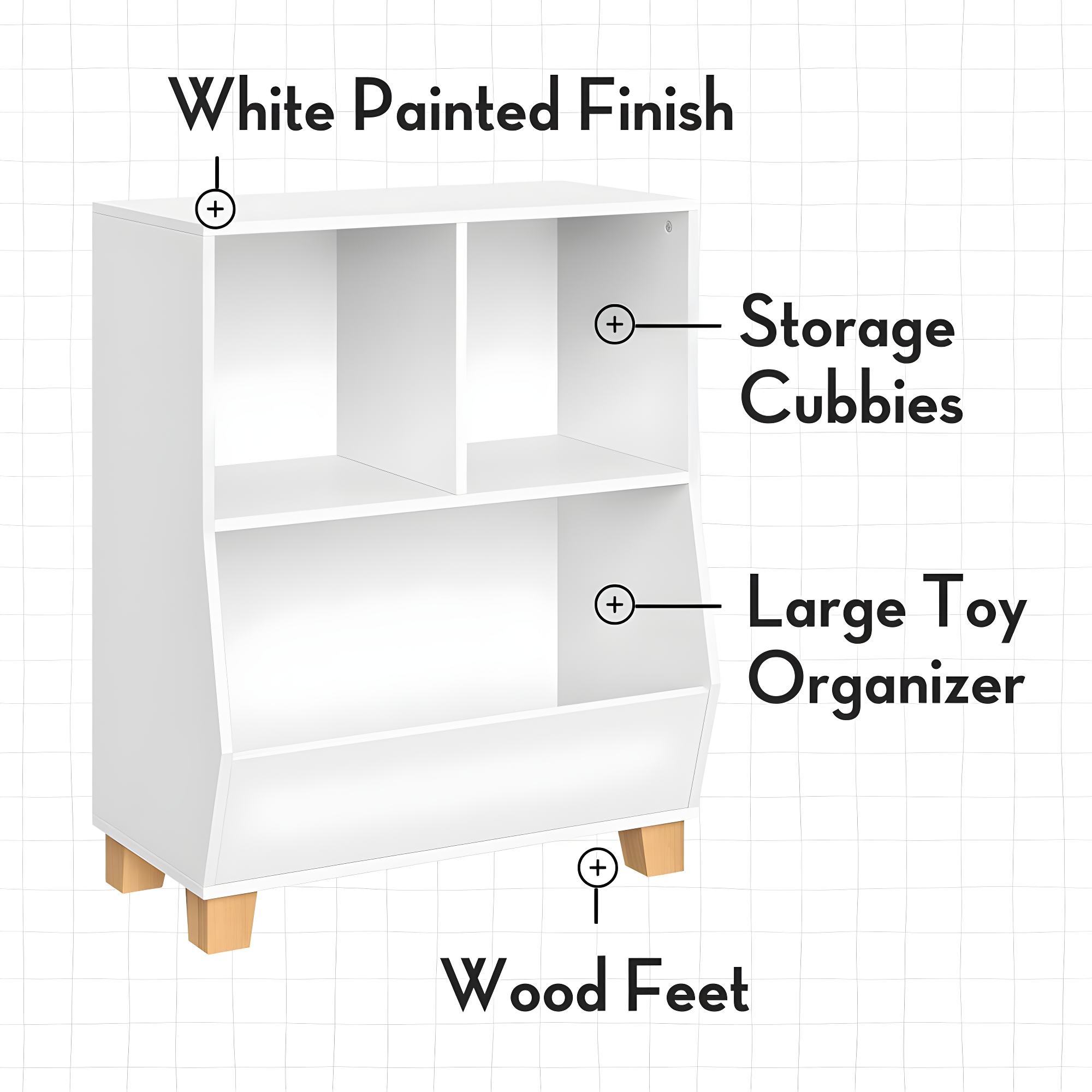 RiverRidge Home RiverRidge Kids Catch-All 24in Toy Storage Organizer with 2 Cubbies and 2 Storage Compartments