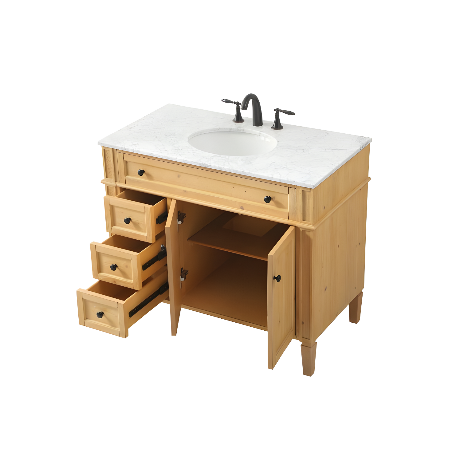 Rukie 40" Free-Standing Single Bathroom Vanity Set with Marble Vanity Top
