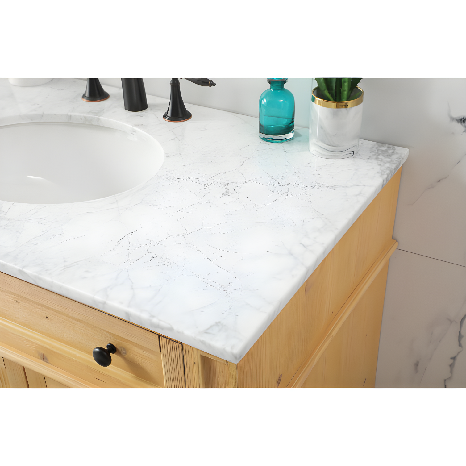 Rukie 40" Free-Standing Single Bathroom Vanity Set with Marble Vanity Top