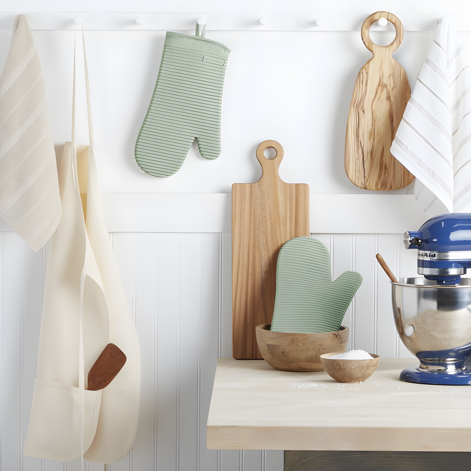 KitchenAid Pistachio Ribbed Soft Silicone Oven Mitts, Set of 2