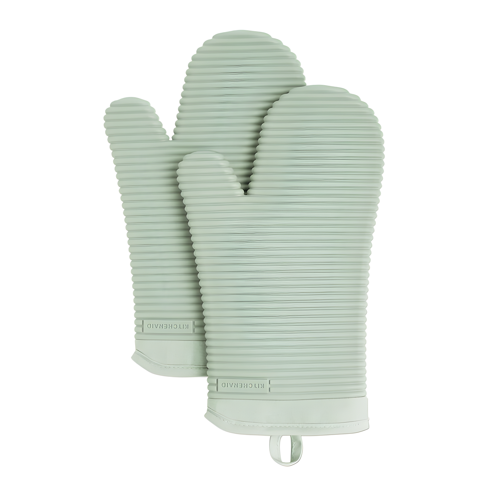 KitchenAid Pistachio Ribbed Soft Silicone Oven Mitts, Set of 2