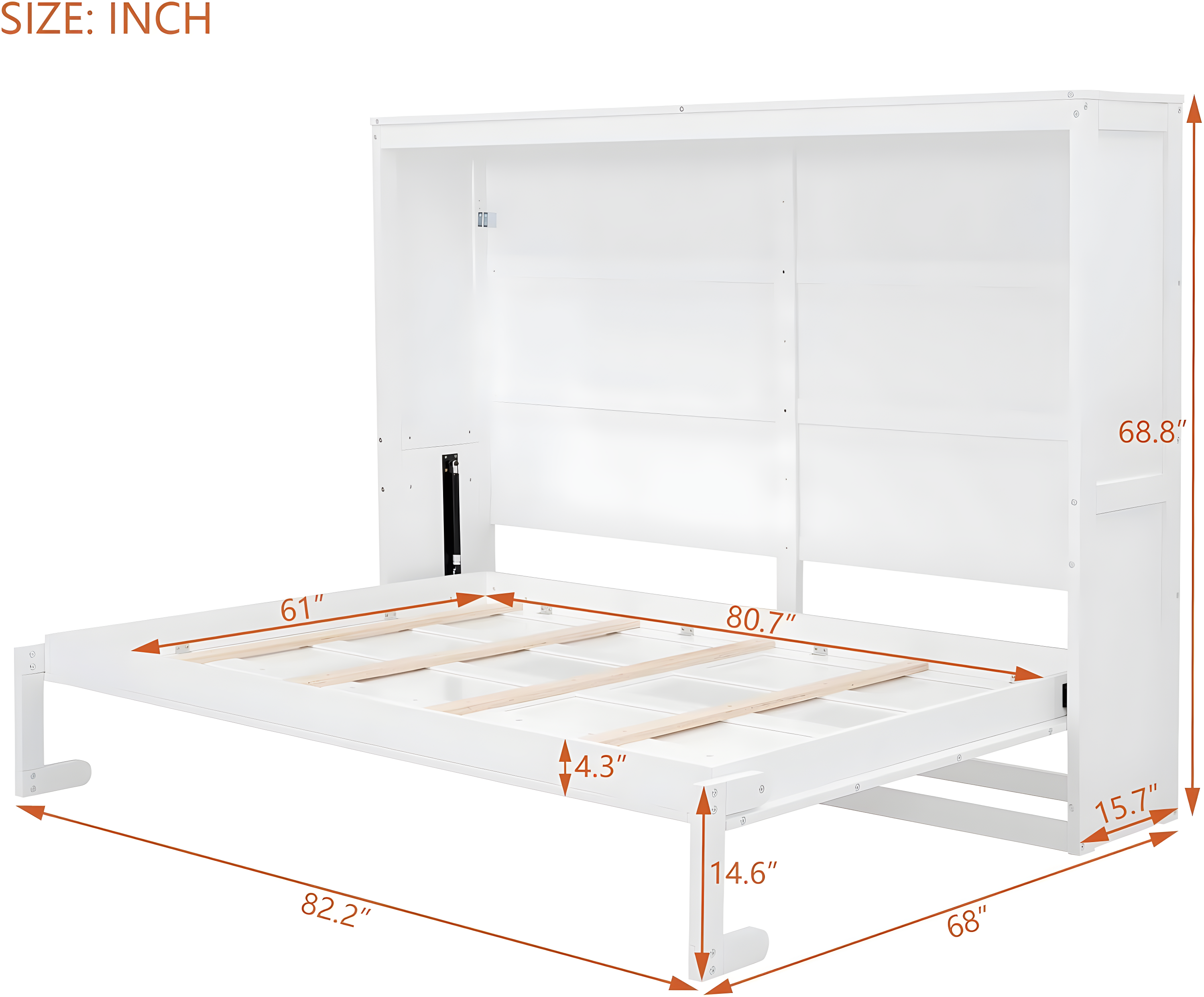 Queen Size Murphy Bed Wall Bed,Space-Saving Wall Bed for Multipurpose Rooms,Queen size murphy bed cabinet,Sleeping Arrangement for Multipurpose Area, Bedroom, Guest Room, or Living Room (White, Queen)