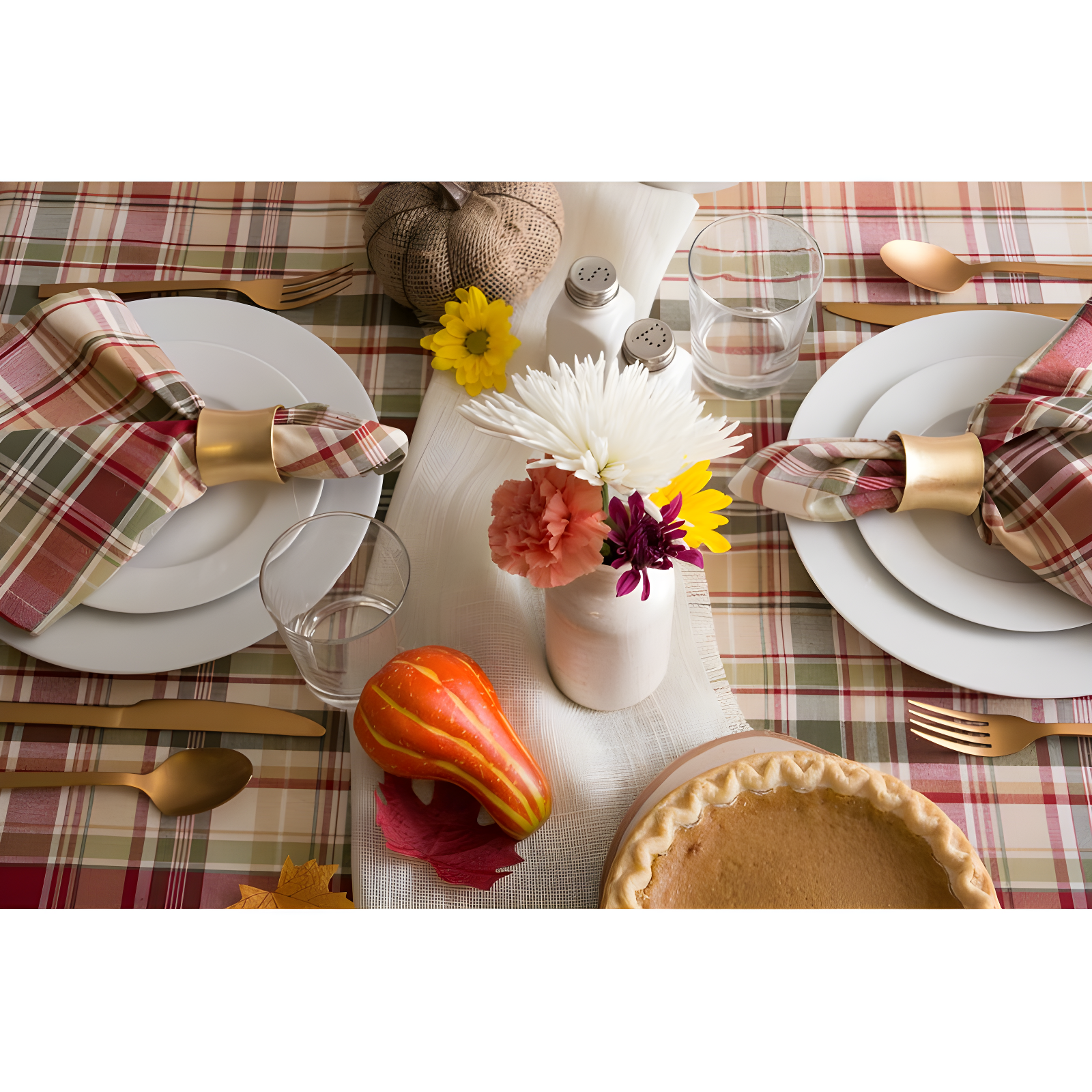 Valadez Plaid 100% Cotton Round Tablecloth