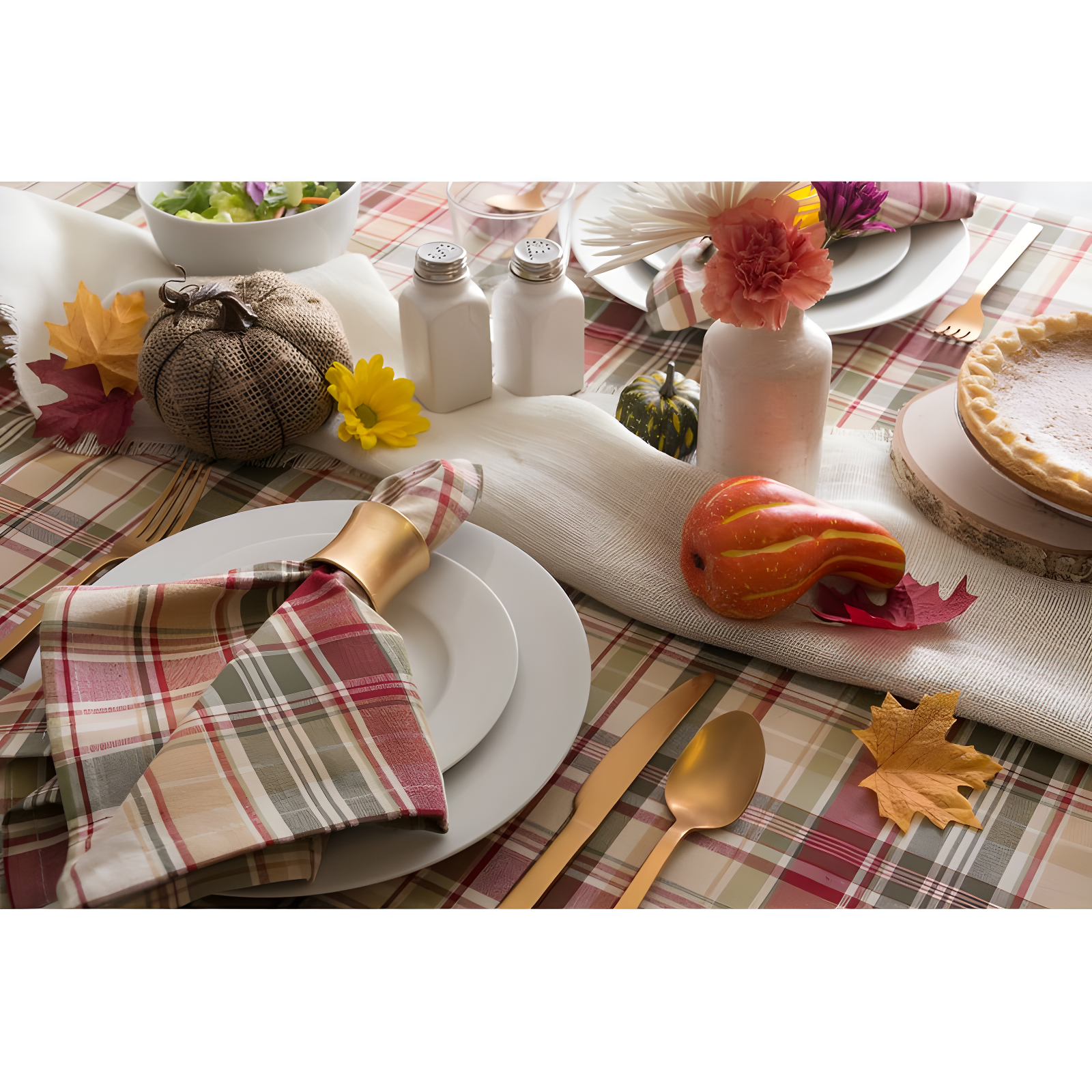 Valadez Plaid 100% Cotton Round Tablecloth