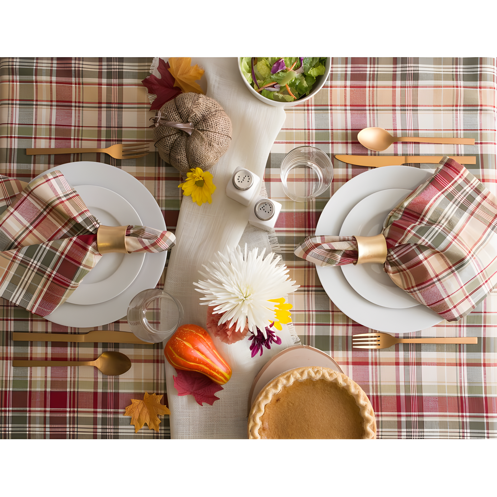 Valadez Plaid 100% Cotton Round Tablecloth