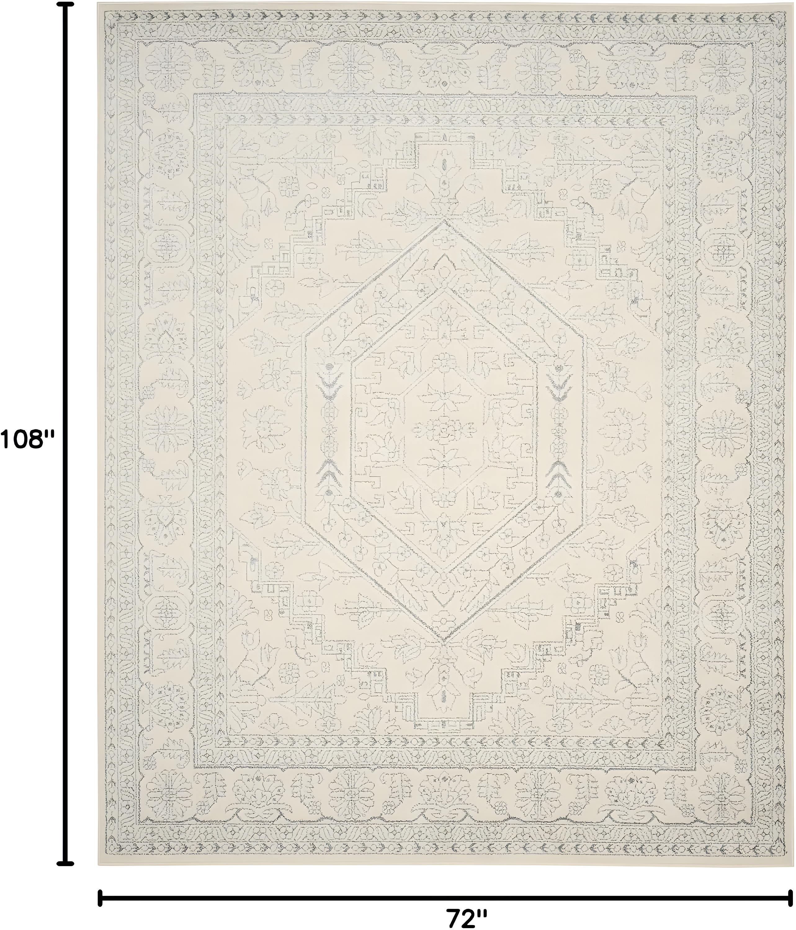 Adirondack ADR108 Power Loomed Area Rug - Ivory/Slate - 6'x9' - Safavieh.