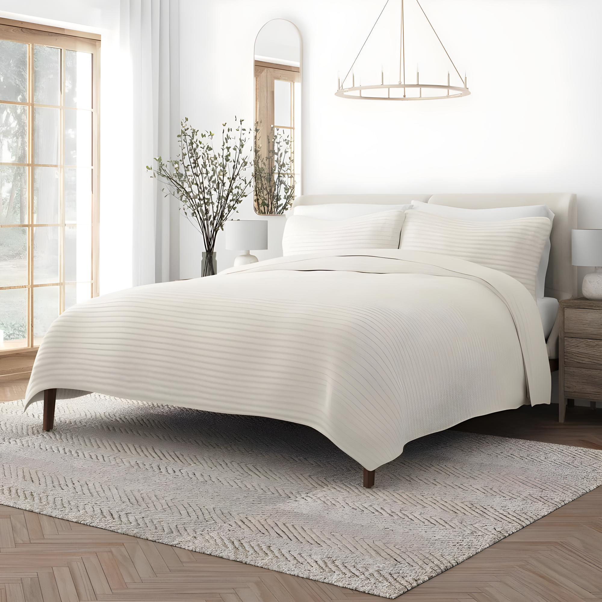 Becky Cameron Becky Cameron Lightweight All Season Stripe Stitch Quilt Set with Shams