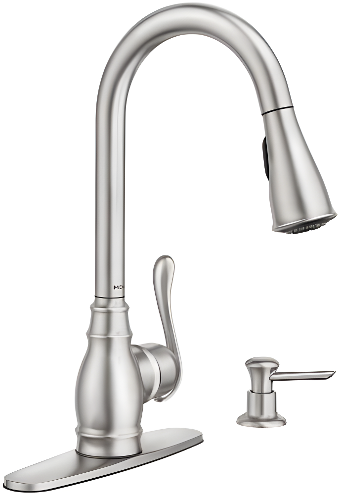 Moen Anabelle Single Handle Deck-mount Pull-down Kitchen Faucet with Sprayer ( Deck Plate Included ) (Soap Dispenser Included)