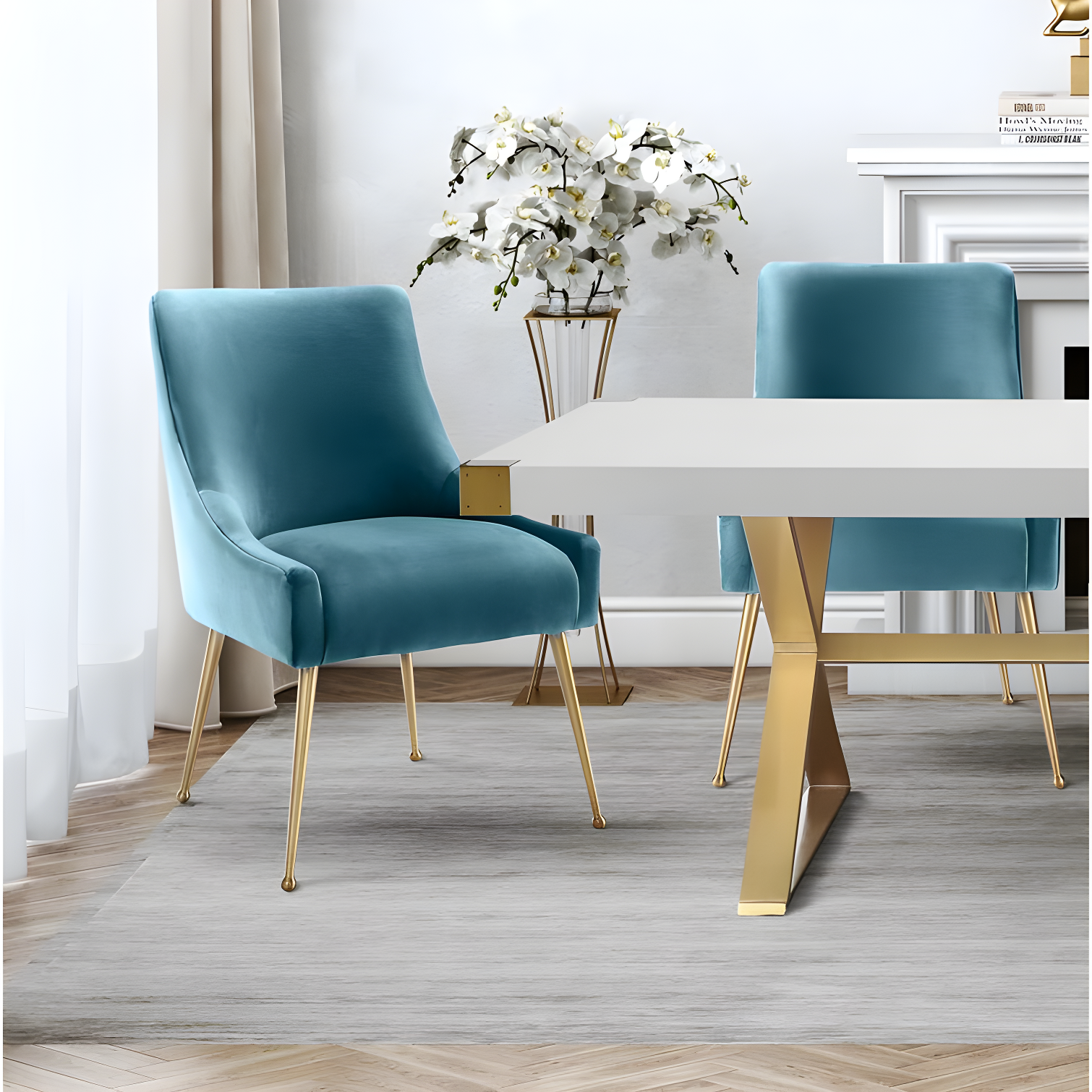 Beatrix 19'' H Velvet Upholstered Metal Parsons Chair
