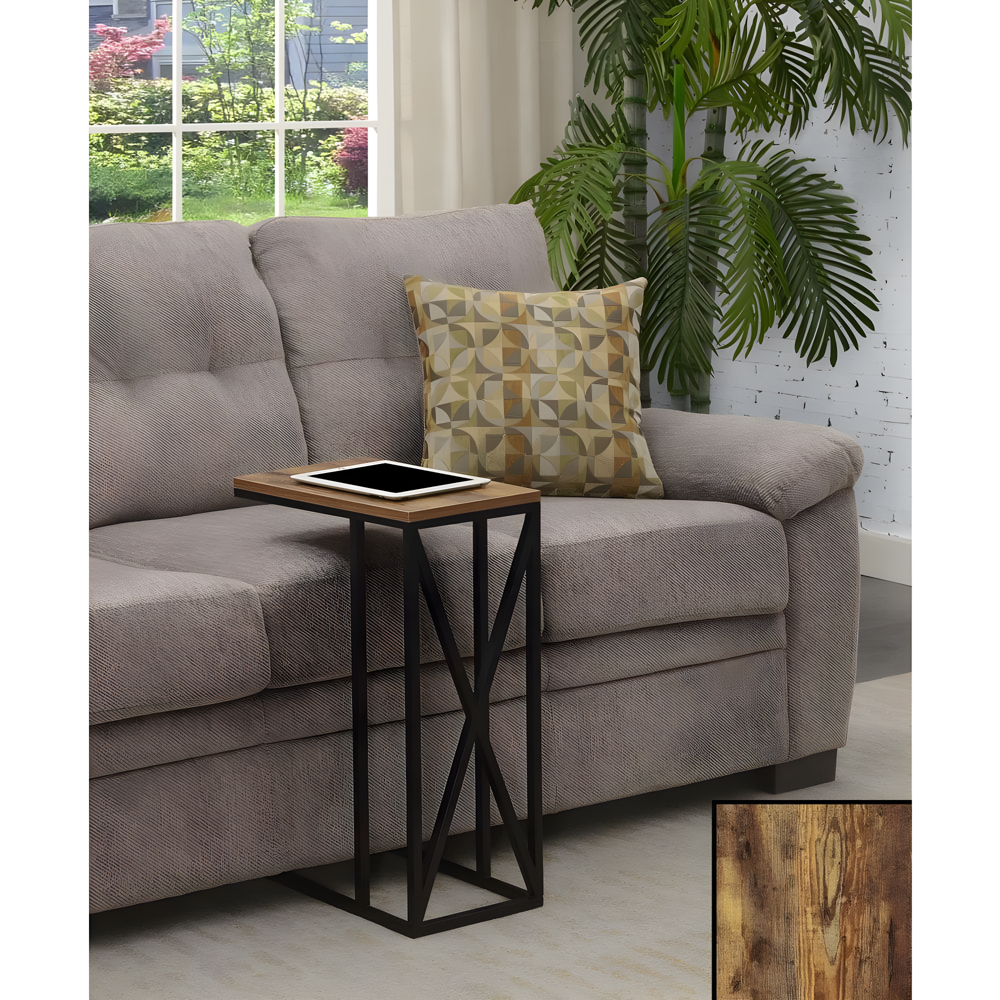 Convenience Concepts 161861BDWBL 15.75 x 10 x 24.25 in. Tucson C End Table, Brown Wood with Black