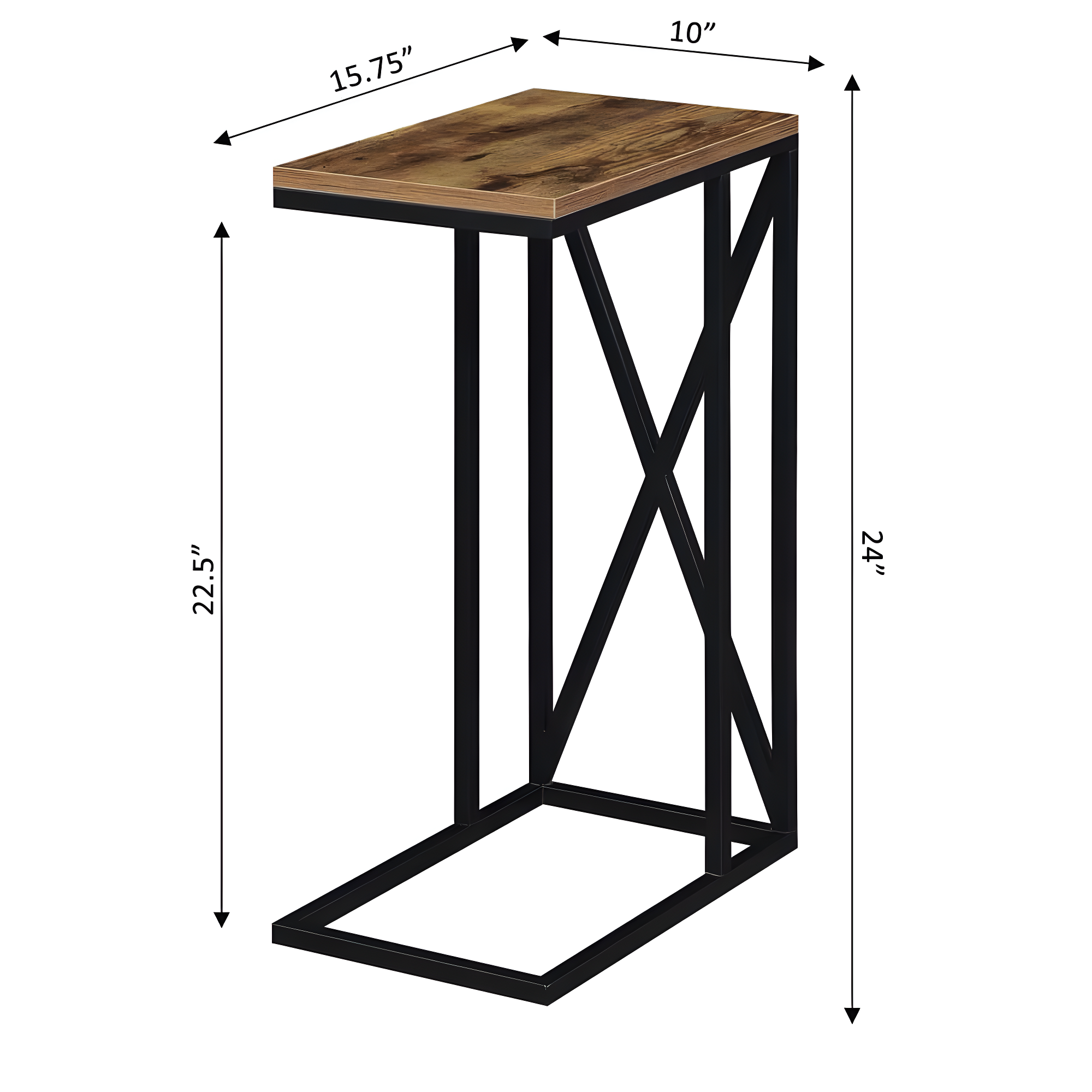 Convenience Concepts 161861BDWBL 15.75 x 10 x 24.25 in. Tucson C End Table, Brown Wood with Black