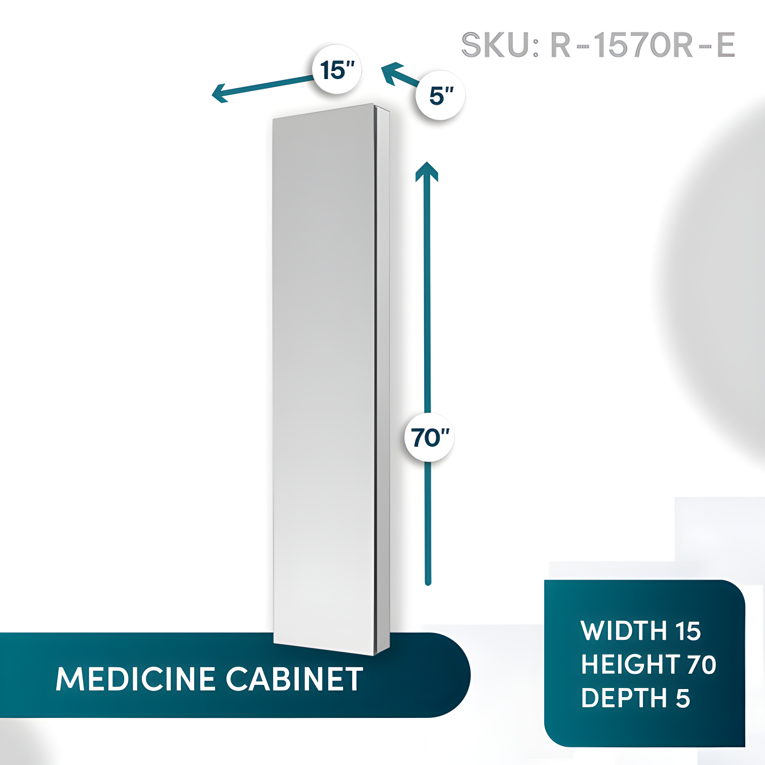 AQUADOM Royale 15" W x 70" H x 5" D Left Hinge, Tall Medicine Cabinet, Defogger, 3X LED Lighted Vertically Adjustable Magnifying Mirror, Electrical Outlets, Magnetic Organizer