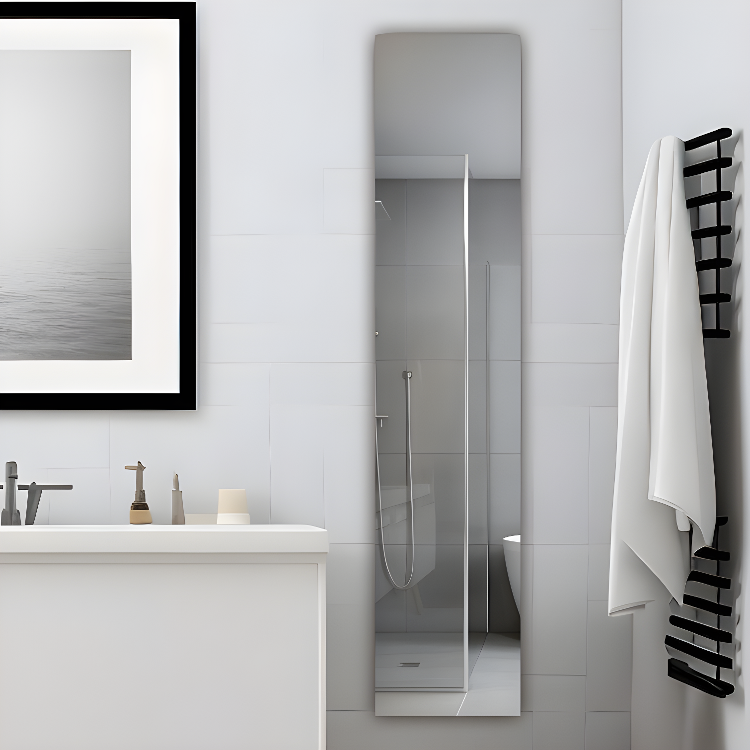 AQUADOM Royale 15" W x 70" H x 5" D Left Hinge, Tall Medicine Cabinet, Defogger, 3X LED Lighted Vertically Adjustable Magnifying Mirror, Electrical Outlets, Magnetic Organizer