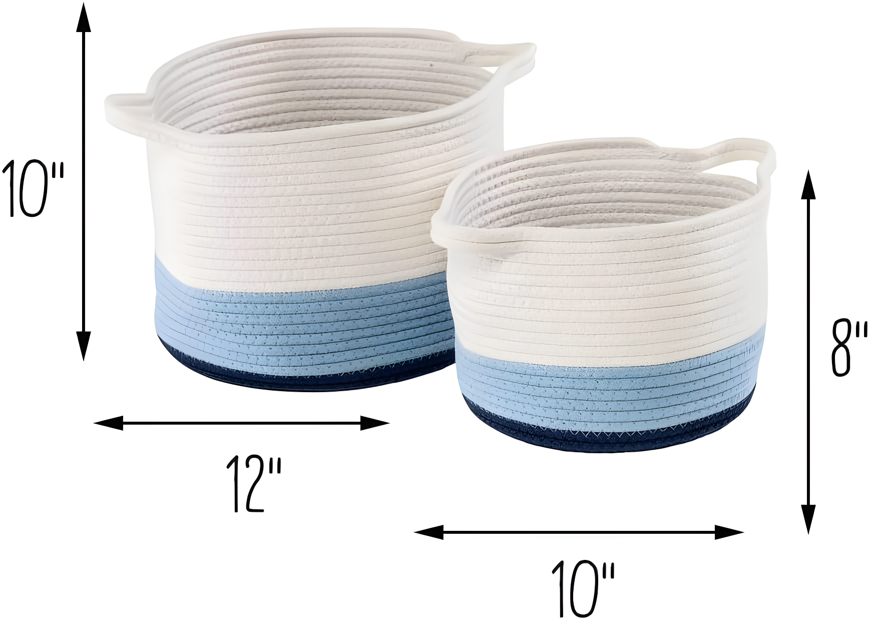Honey-Can-Do Cotton Rope Nesting Storage Basket Set, Blue Ombré