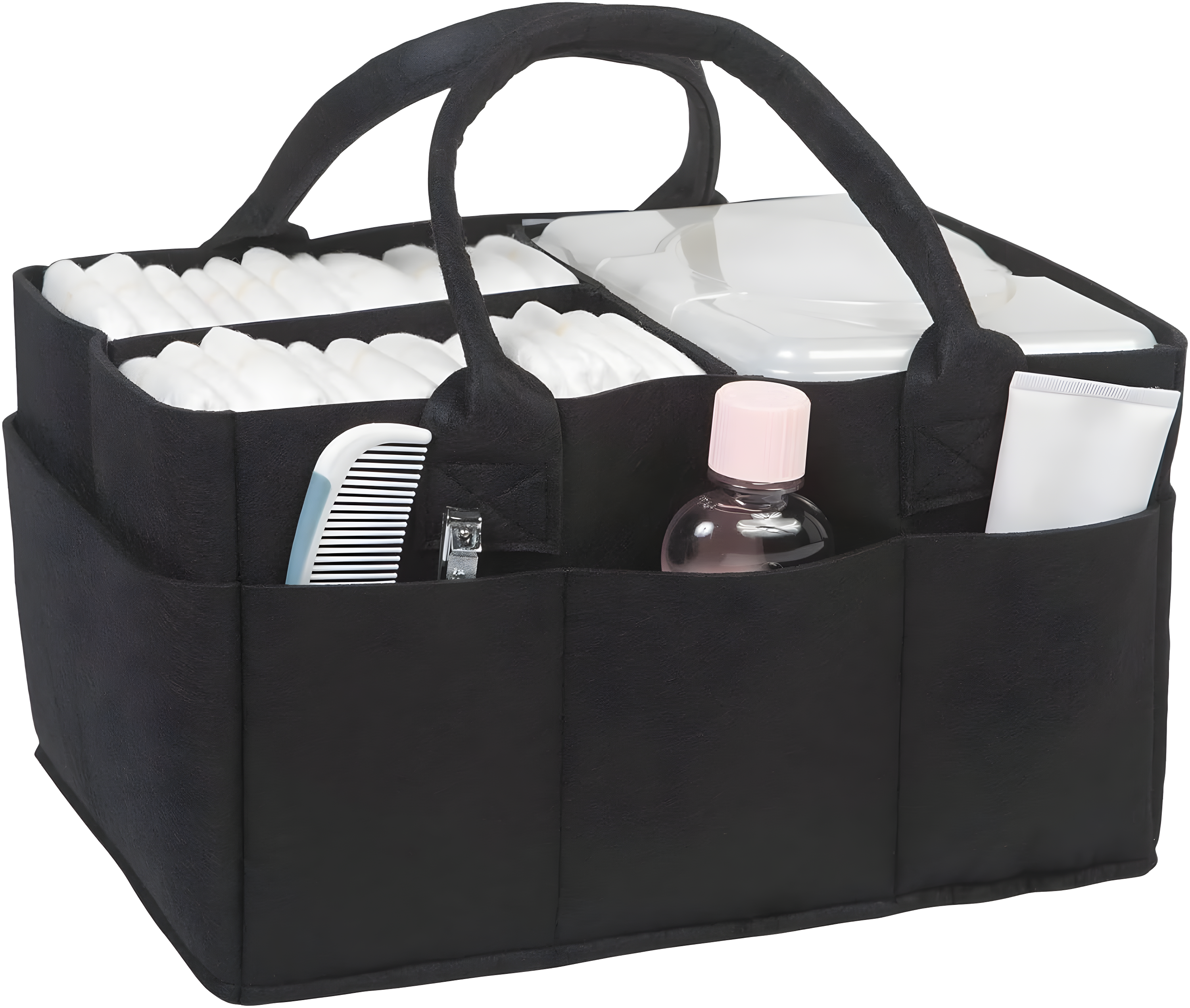 Sammy & Lou Felt Baby Nursery Diaper Storage Caddy, Black