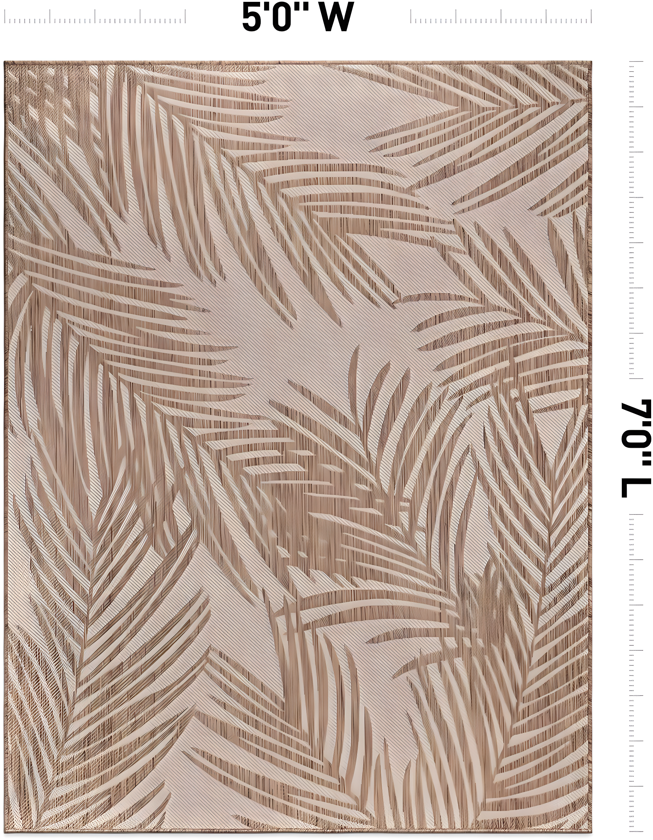 World Rug Gallery Contemporary Distressed Leaves Textured Flat Weave Indoor/Outdoor Area Rug - BROWN 5' X 7'