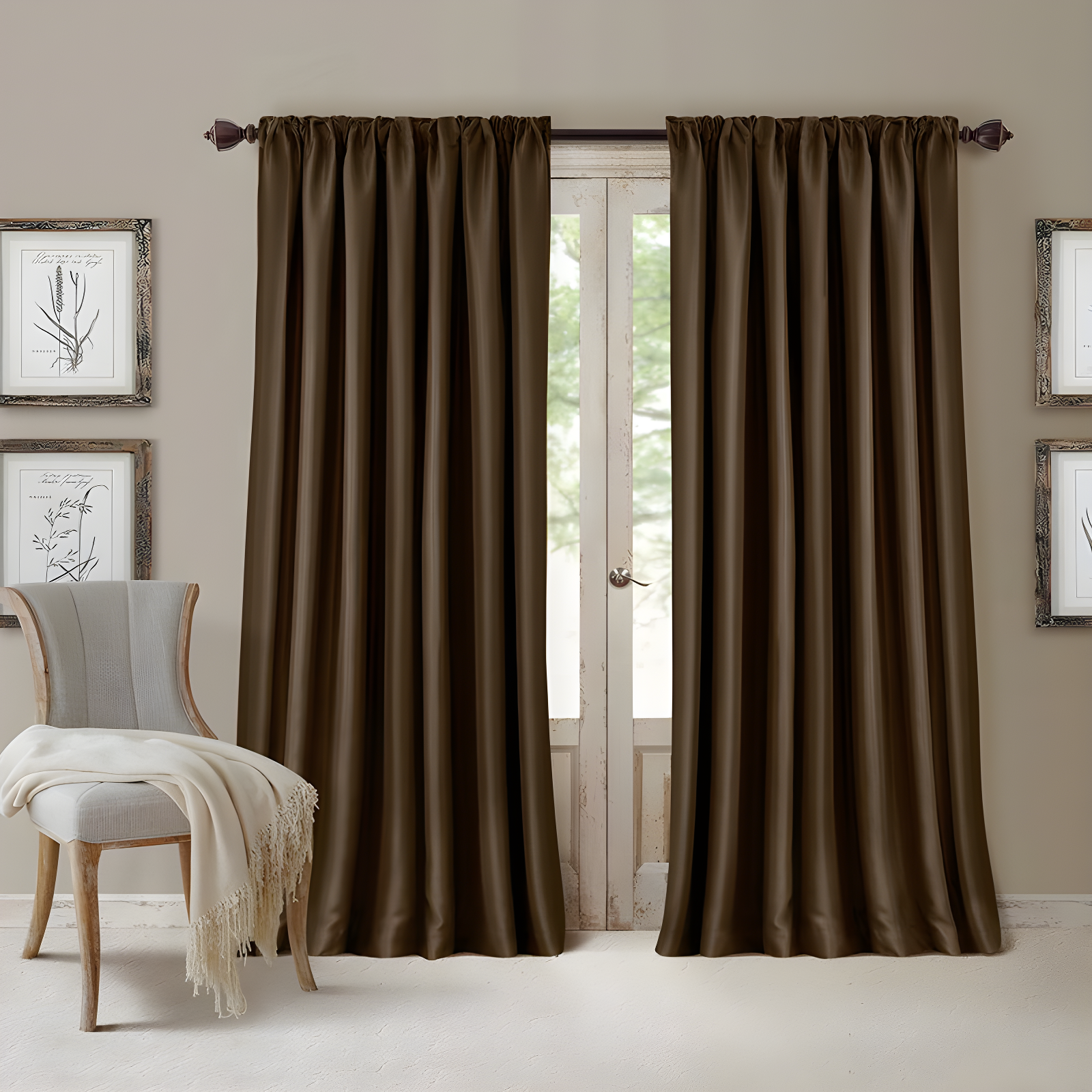 All Seasons Single Blackout Window Curtain Panel - 52" x 108" - Chocolate - Elrene Home Fashions